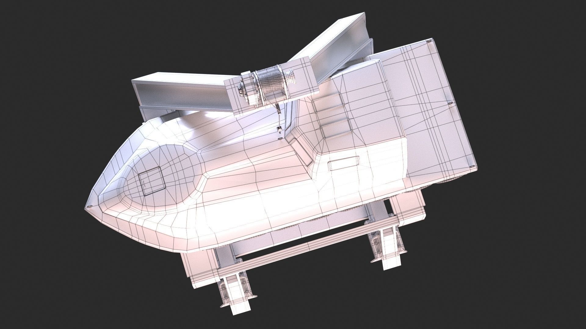 Enclosed Lifeboat with Davit Low-poly 3D model_18