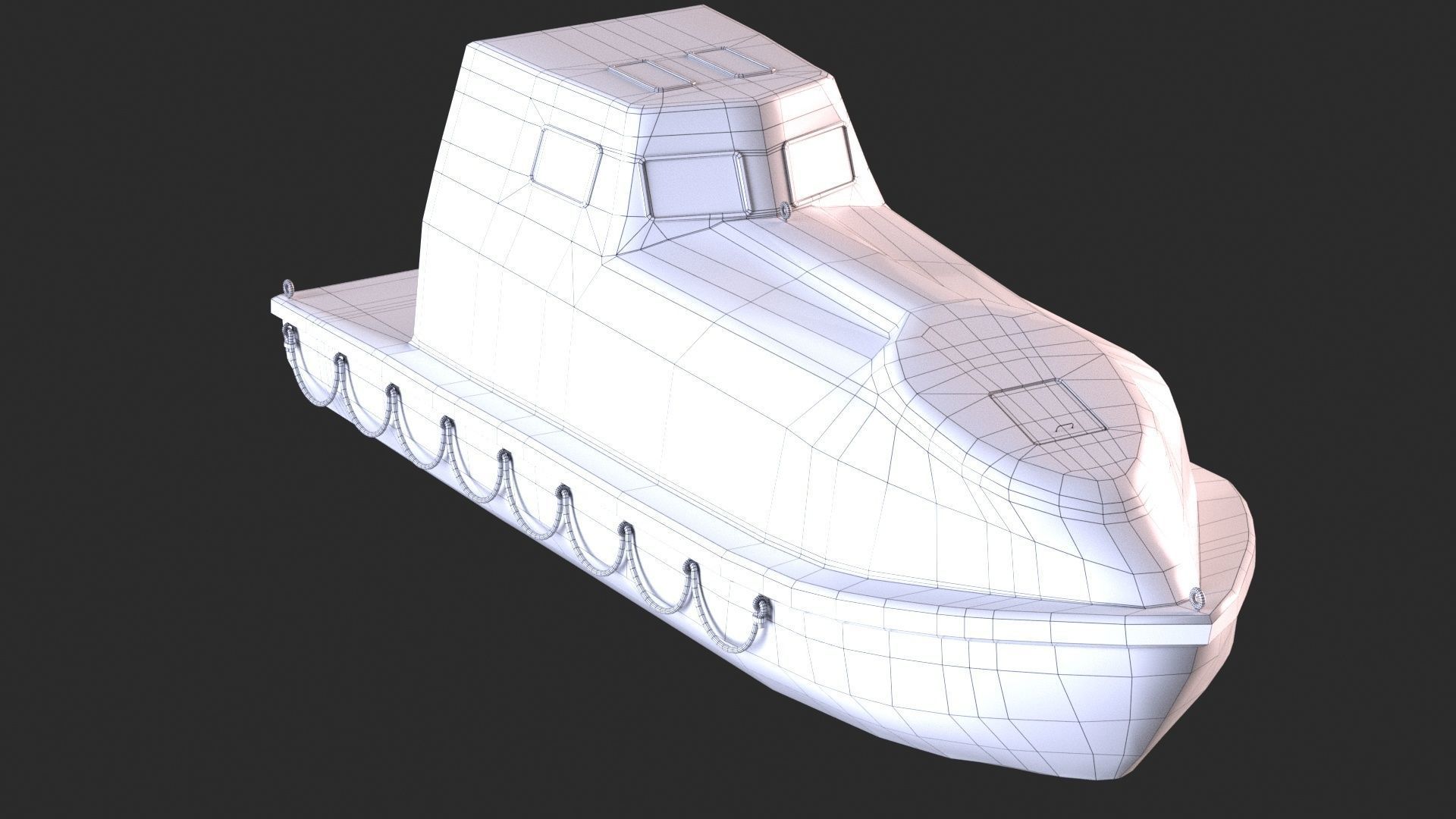 Enclosed Lifeboat with Davit Low-poly 3D model_20