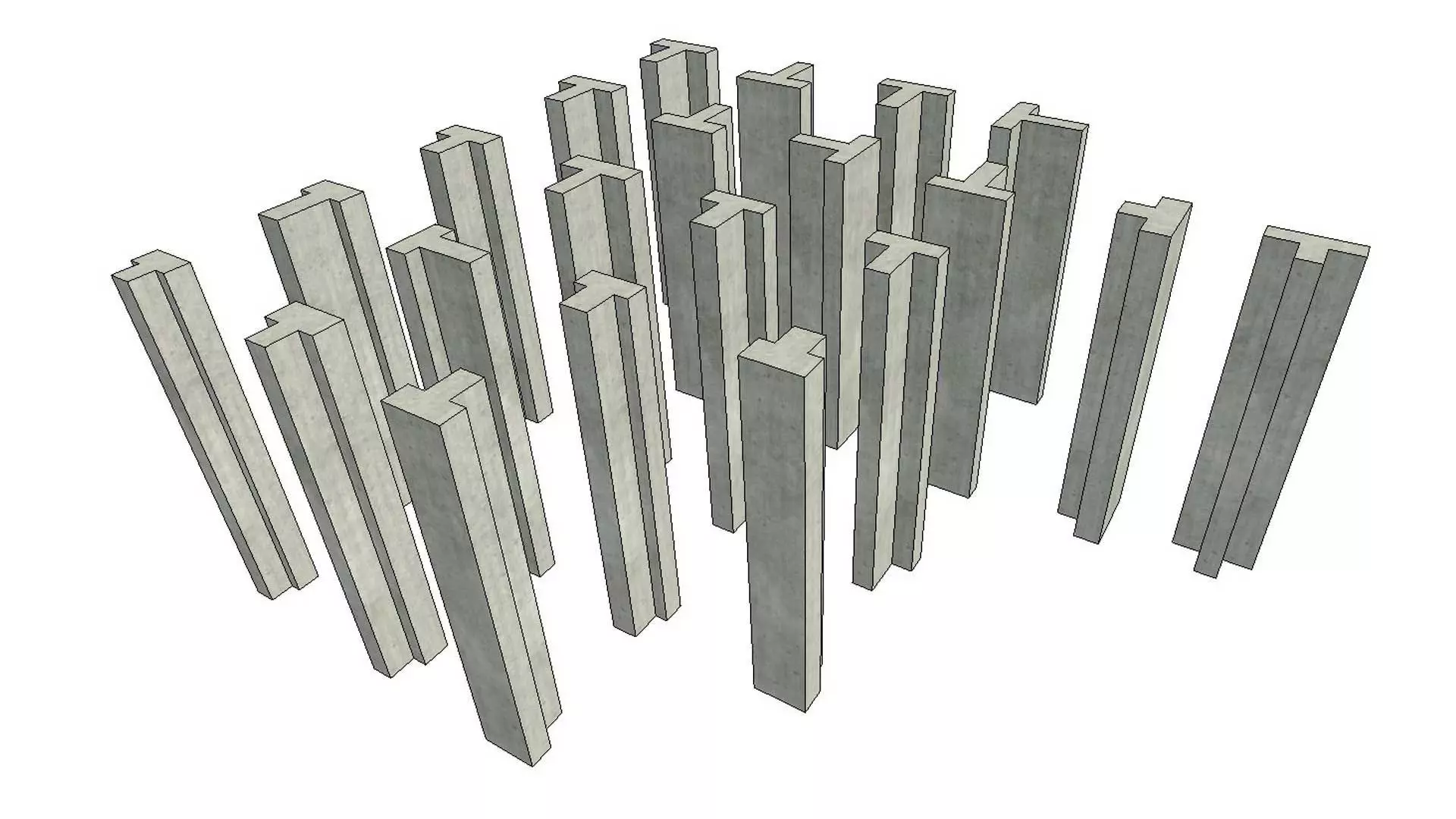 T Shaped Column 3D model_0