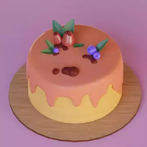 cute orange cake with strawberries and blueberries