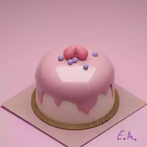 strawberry cake Low-poly 3D model