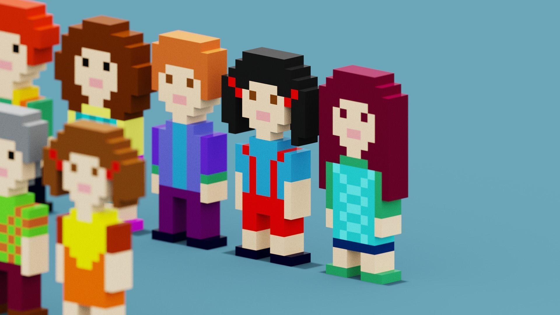 NFT Pixel Characters Low-poly 3D model_4