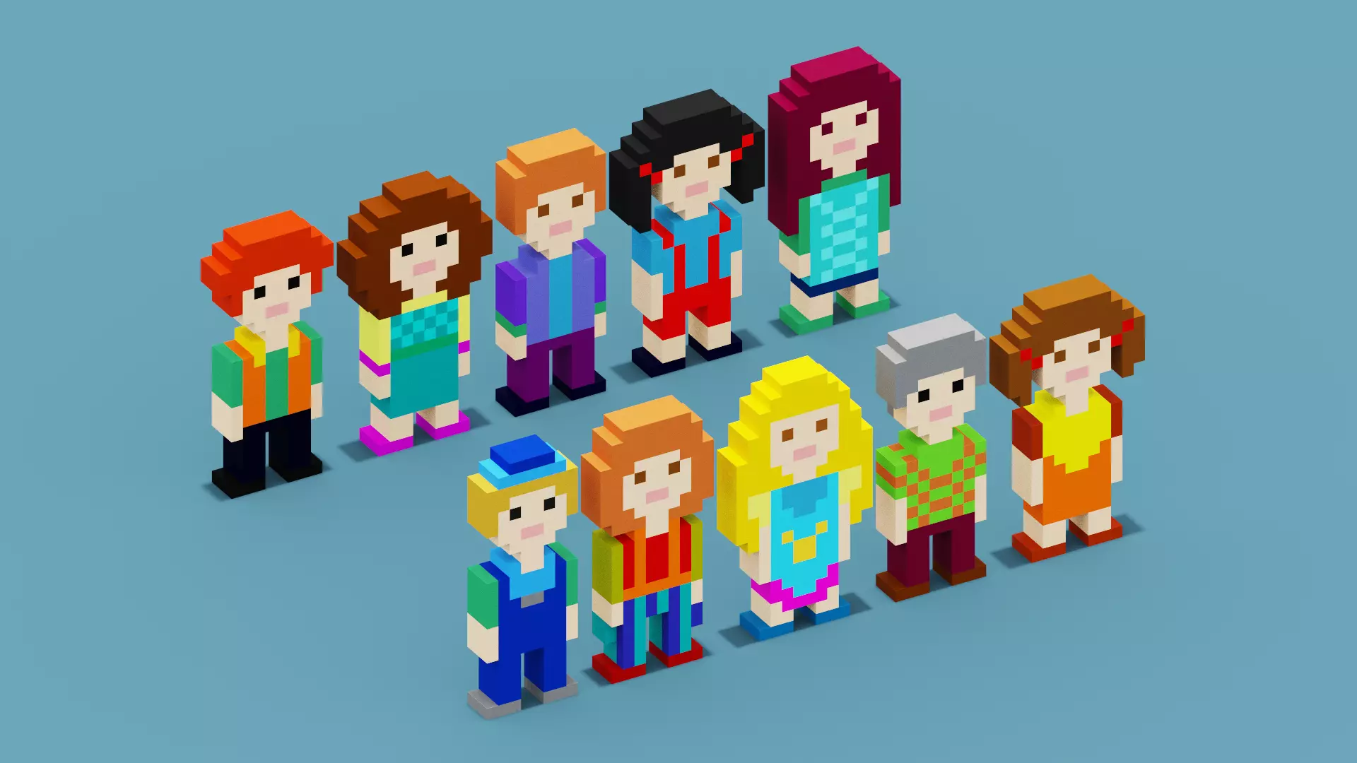 NFT Pixel Characters Low-poly 3D model_0
