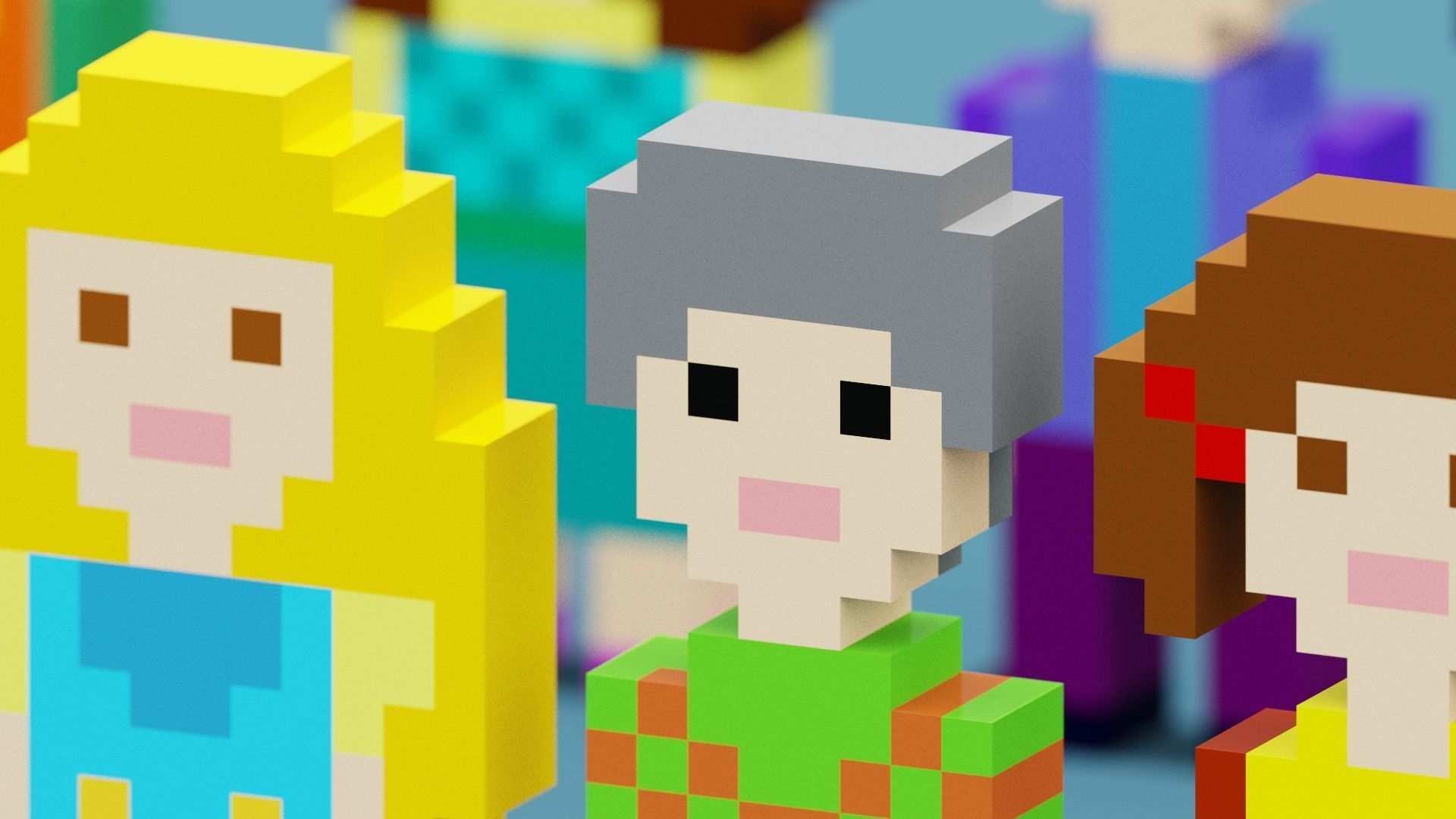 NFT Pixel Characters Low-poly 3D model_3