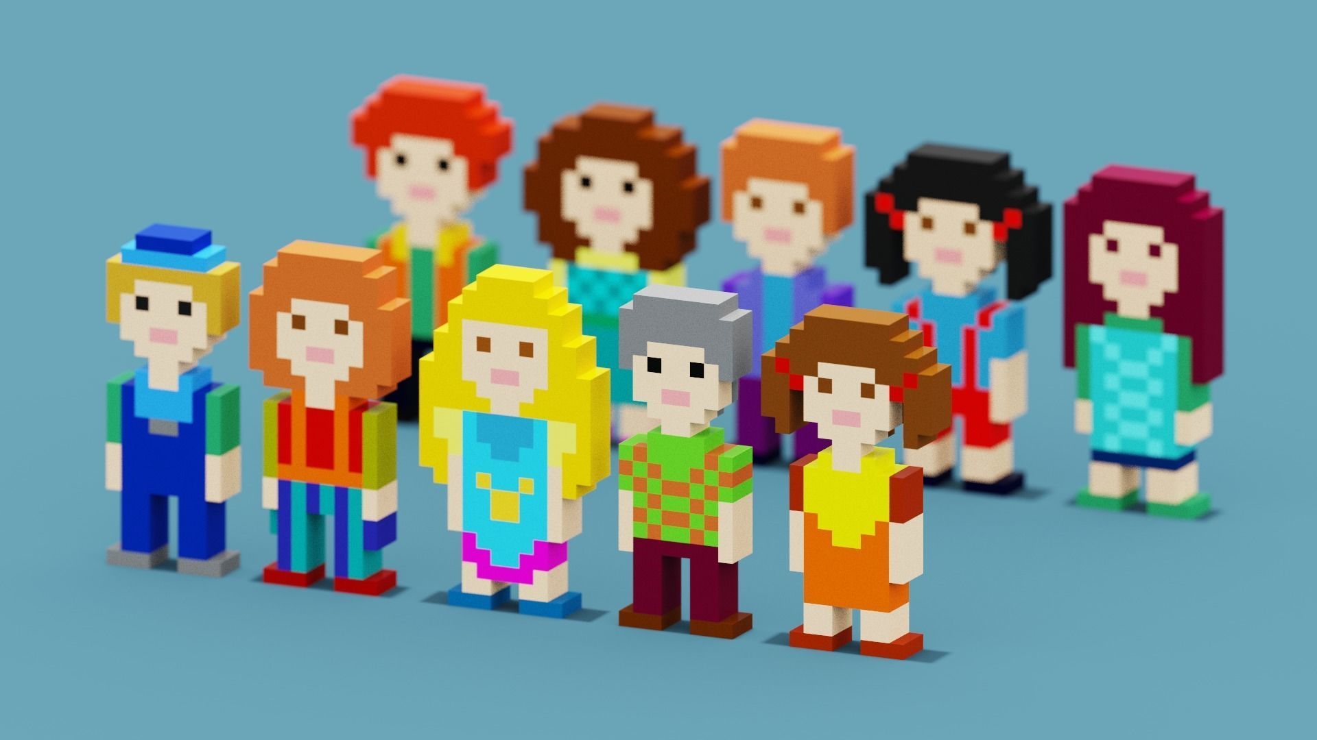 NFT Pixel Characters Low-poly 3D model_1