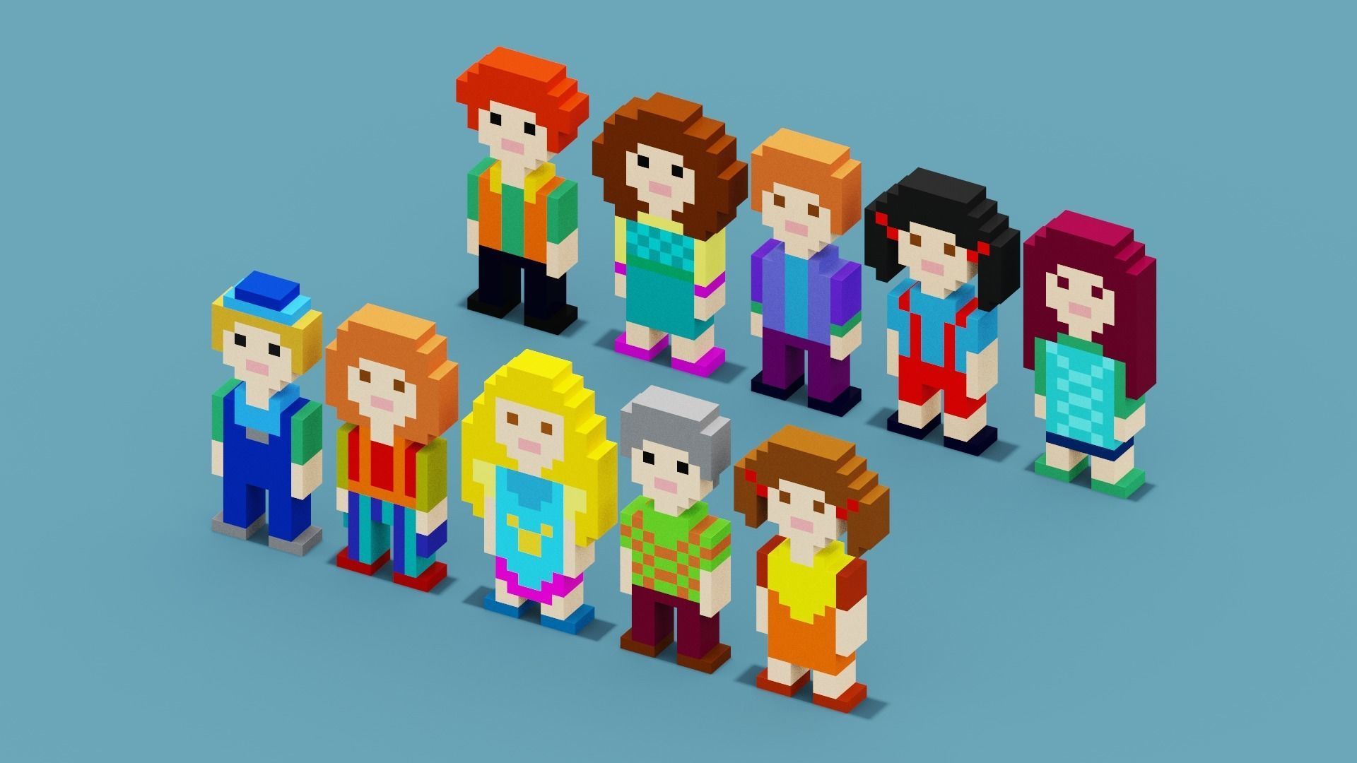 NFT Pixel Characters Low-poly 3D model_7