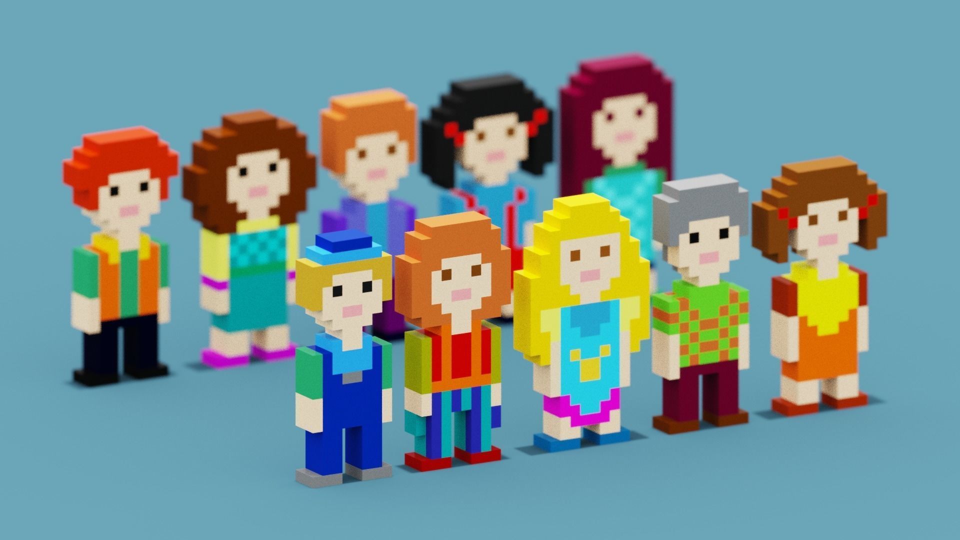 NFT Pixel Characters Low-poly 3D model_2