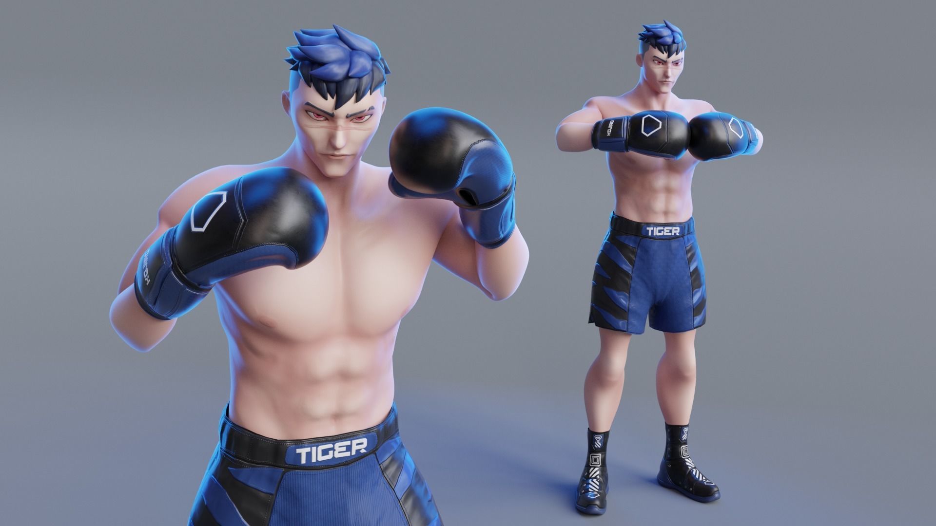 Low Poly Boxer - MMA Fighter -  Kojiro Low-poly 3D model_9