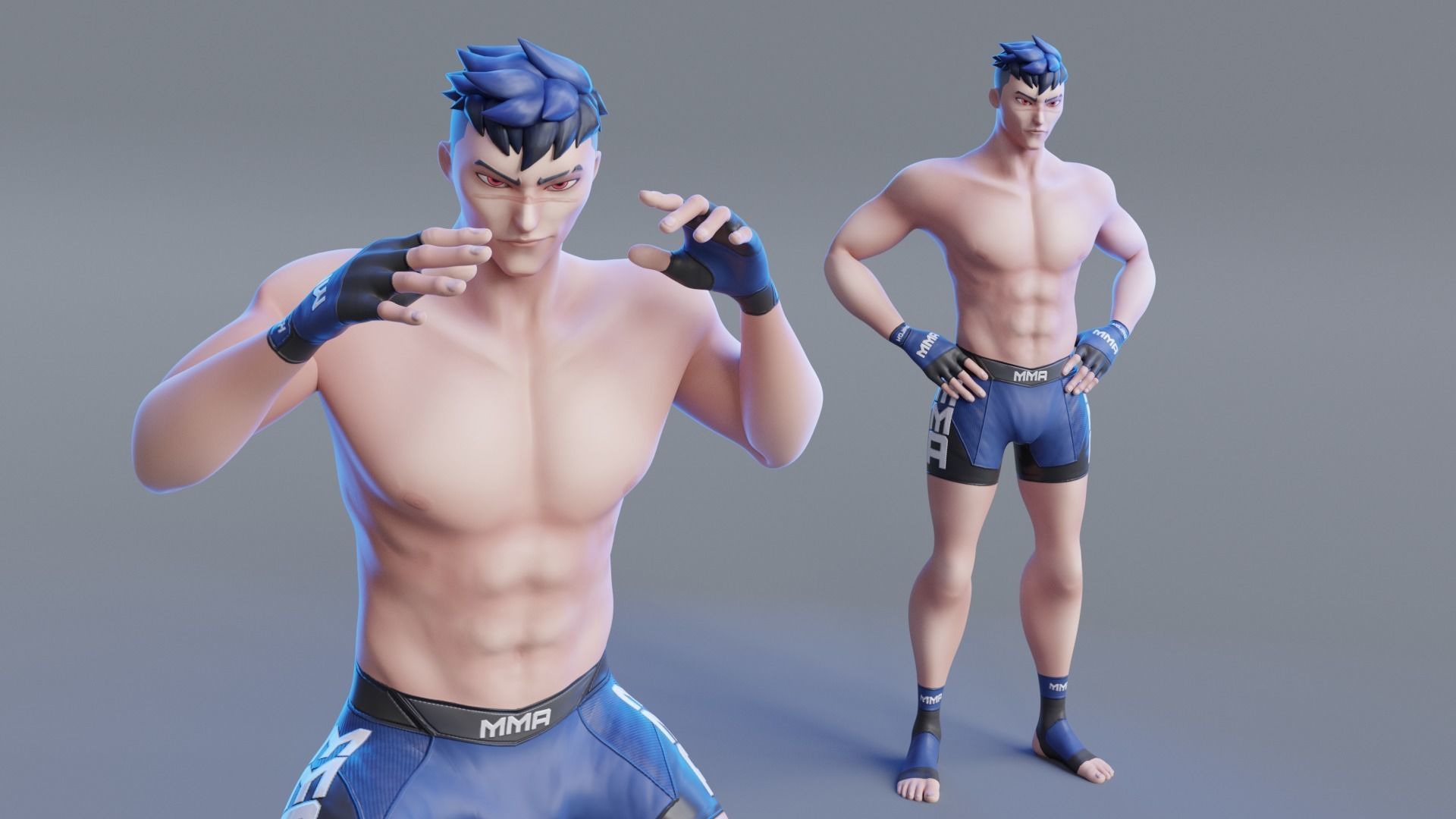 Low Poly Boxer - MMA Fighter -  Kojiro Low-poly 3D model_16