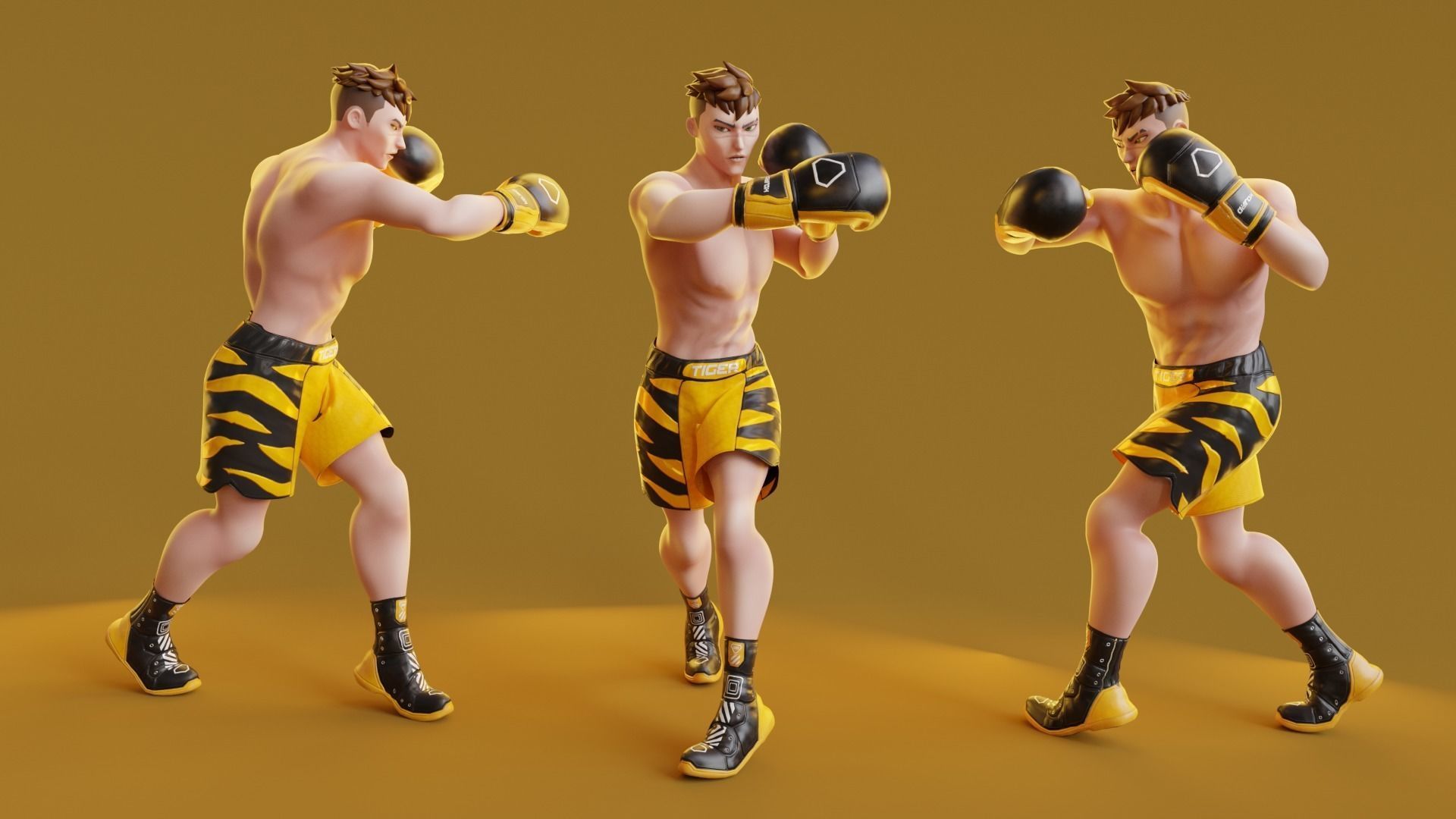 Low Poly Boxer - MMA Fighter -  Kojiro Low-poly 3D model_5