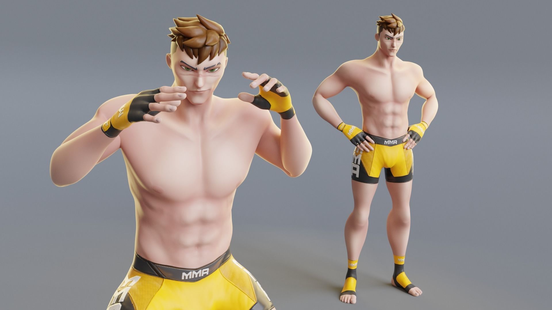 Low Poly Boxer - MMA Fighter -  Kojiro Low-poly 3D model_18