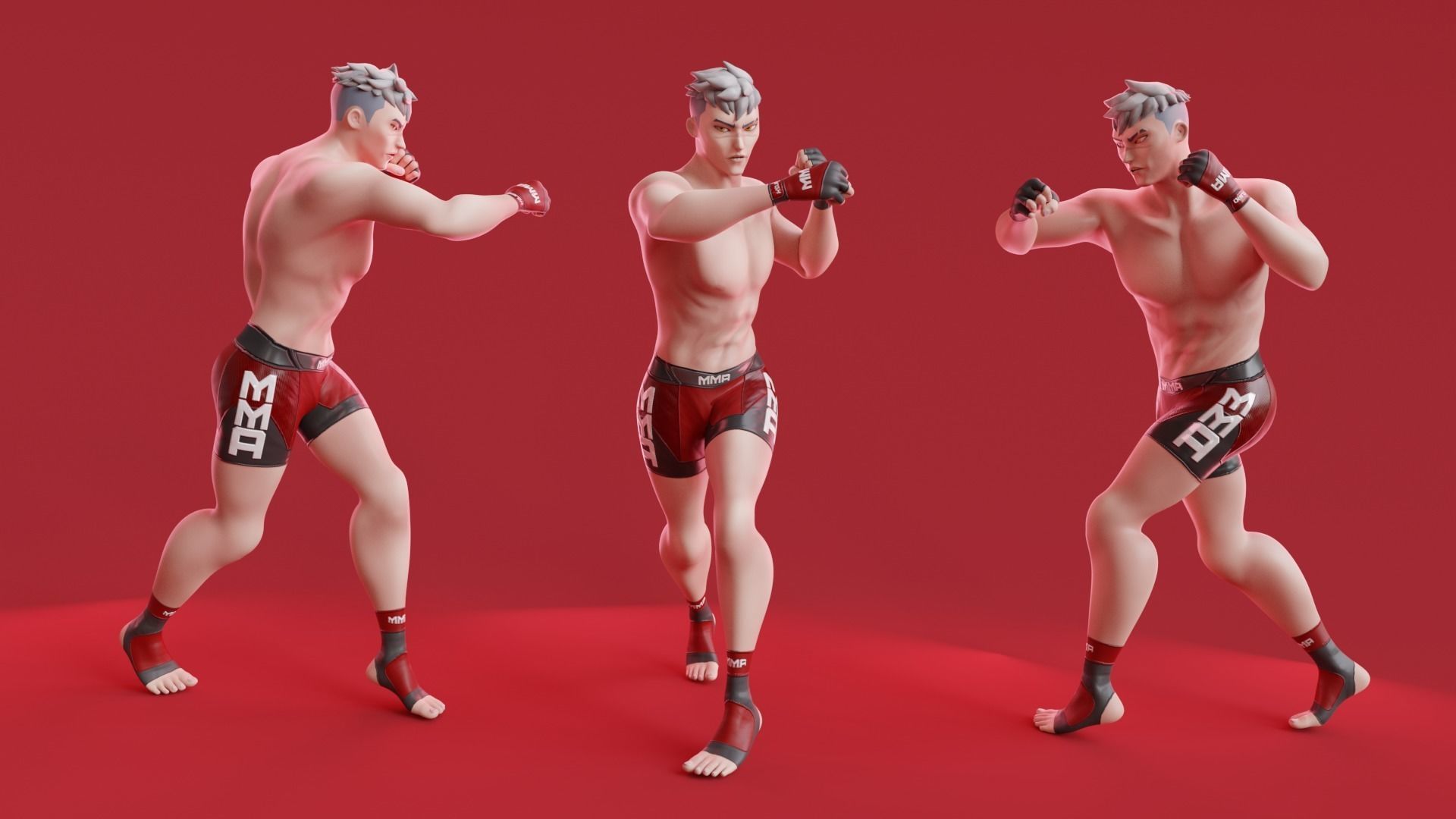 Low Poly Boxer - MMA Fighter -  Kojiro Low-poly 3D model_13