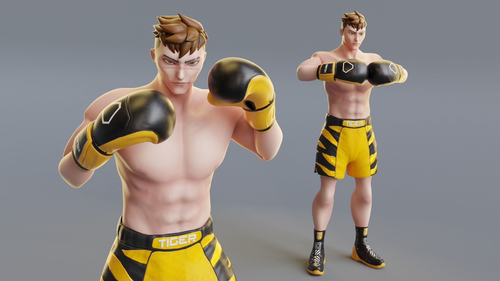 Low Poly Boxer - MMA Fighter -  Kojiro Low-poly 3D model_11