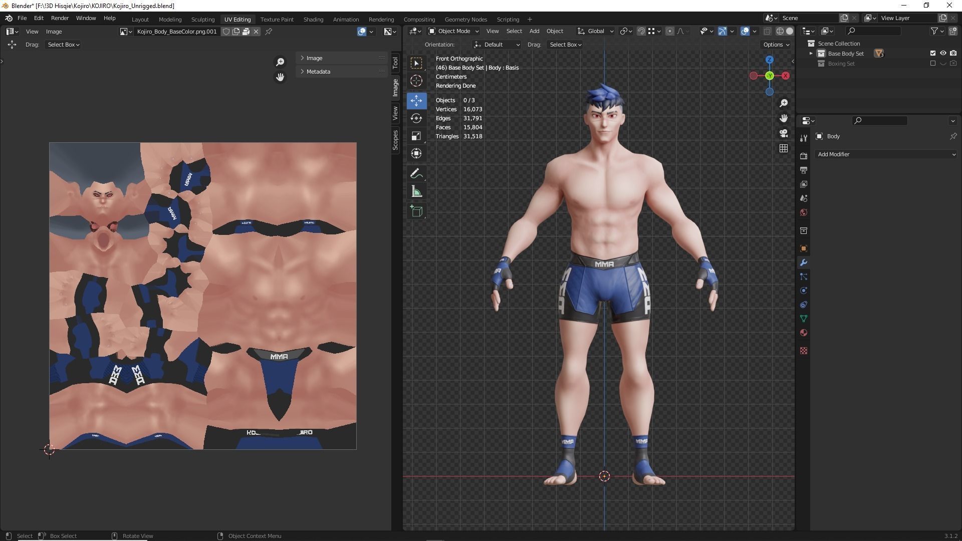 Low Poly Boxer - MMA Fighter -  Kojiro Low-poly 3D model_22