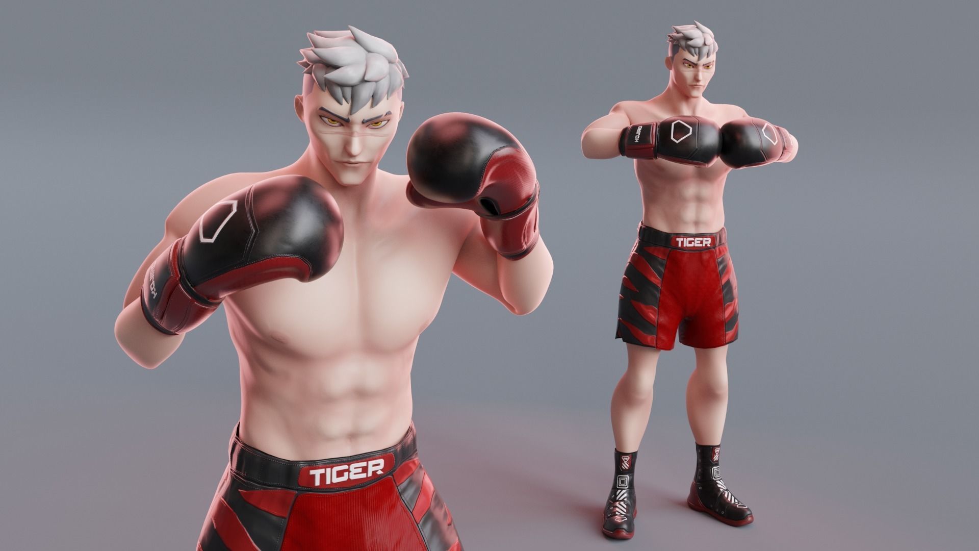 Low Poly Boxer - MMA Fighter -  Kojiro Low-poly 3D model_10