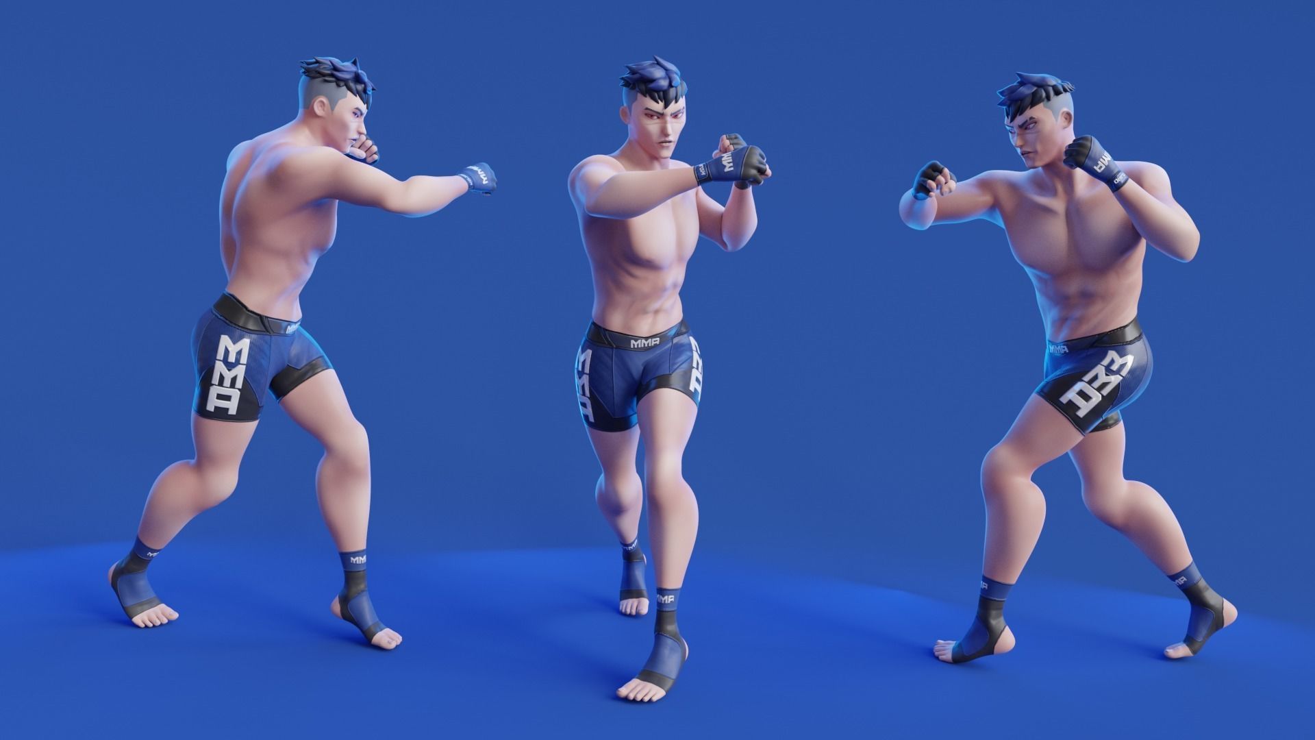 Low Poly Boxer - MMA Fighter -  Kojiro Low-poly 3D model_14