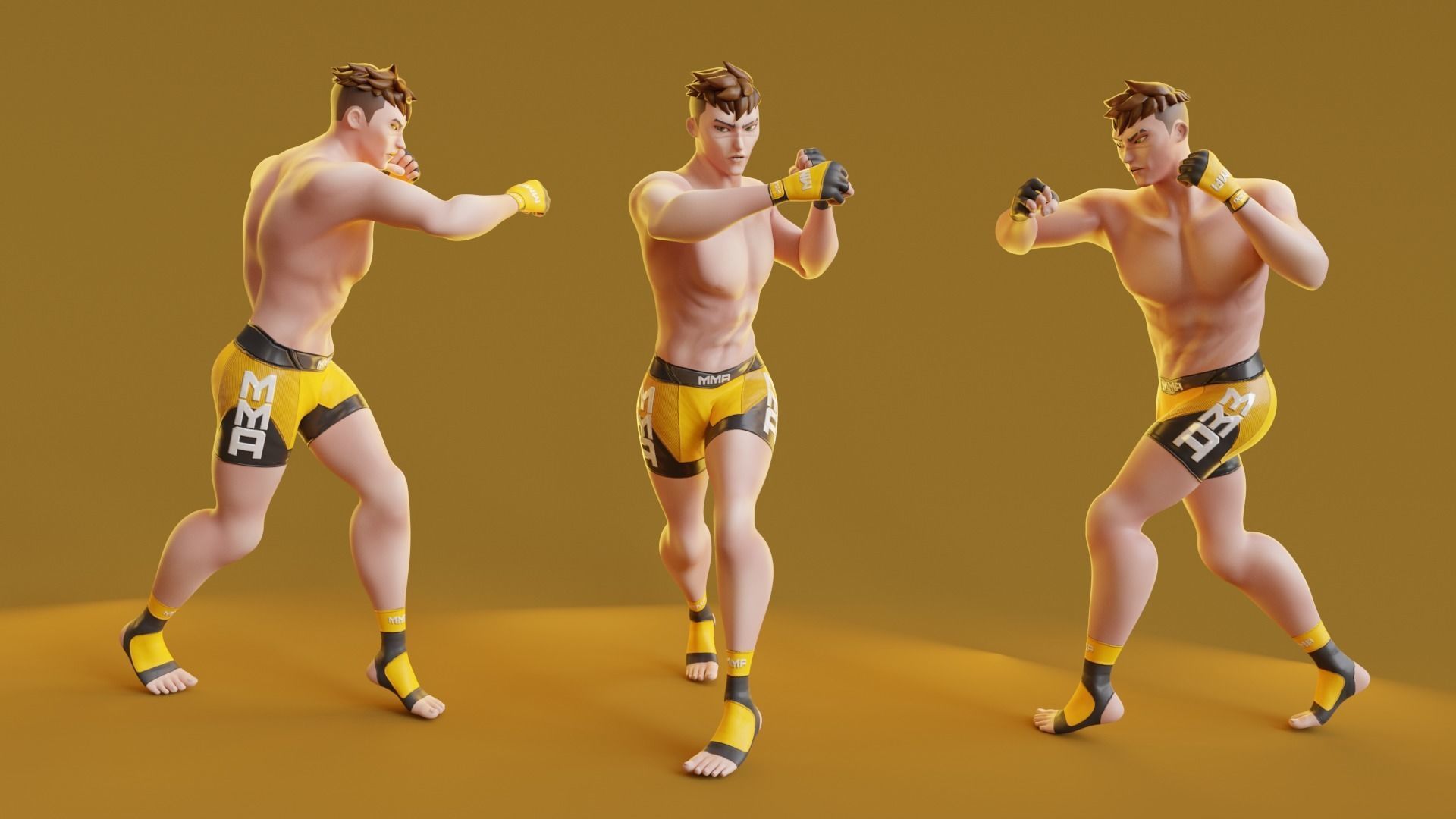 Low Poly Boxer - MMA Fighter -  Kojiro Low-poly 3D model_12