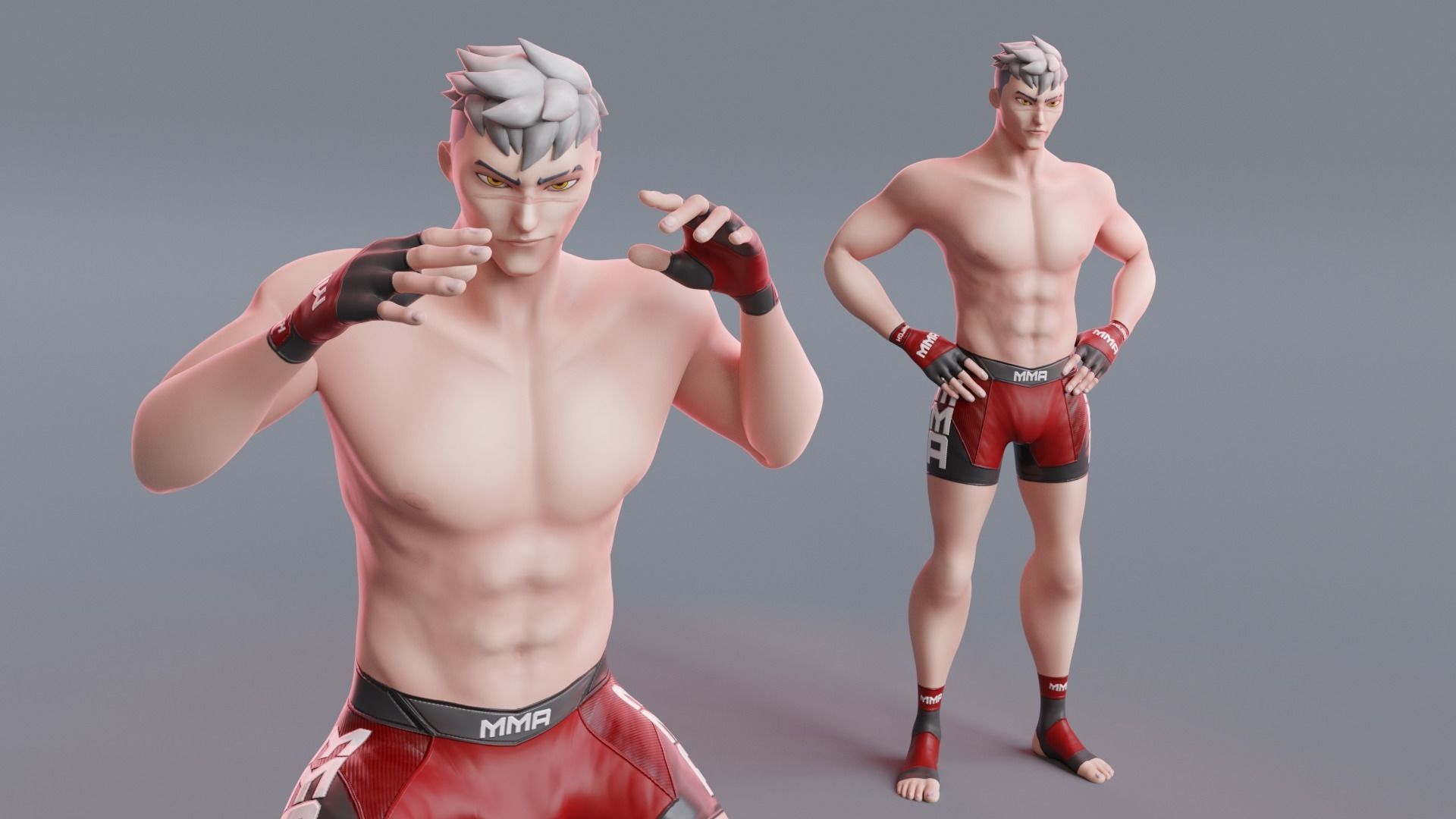 Low Poly Boxer - MMA Fighter -  Kojiro Low-poly 3D model_17