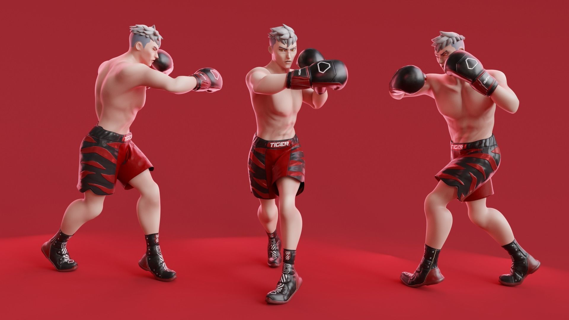 Low Poly Boxer - MMA Fighter -  Kojiro Low-poly 3D model_6