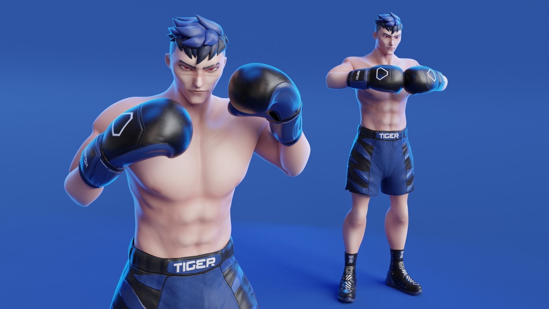 Low Poly Boxer - MMA Fighter -  Kojiro Low-poly 3D model_8