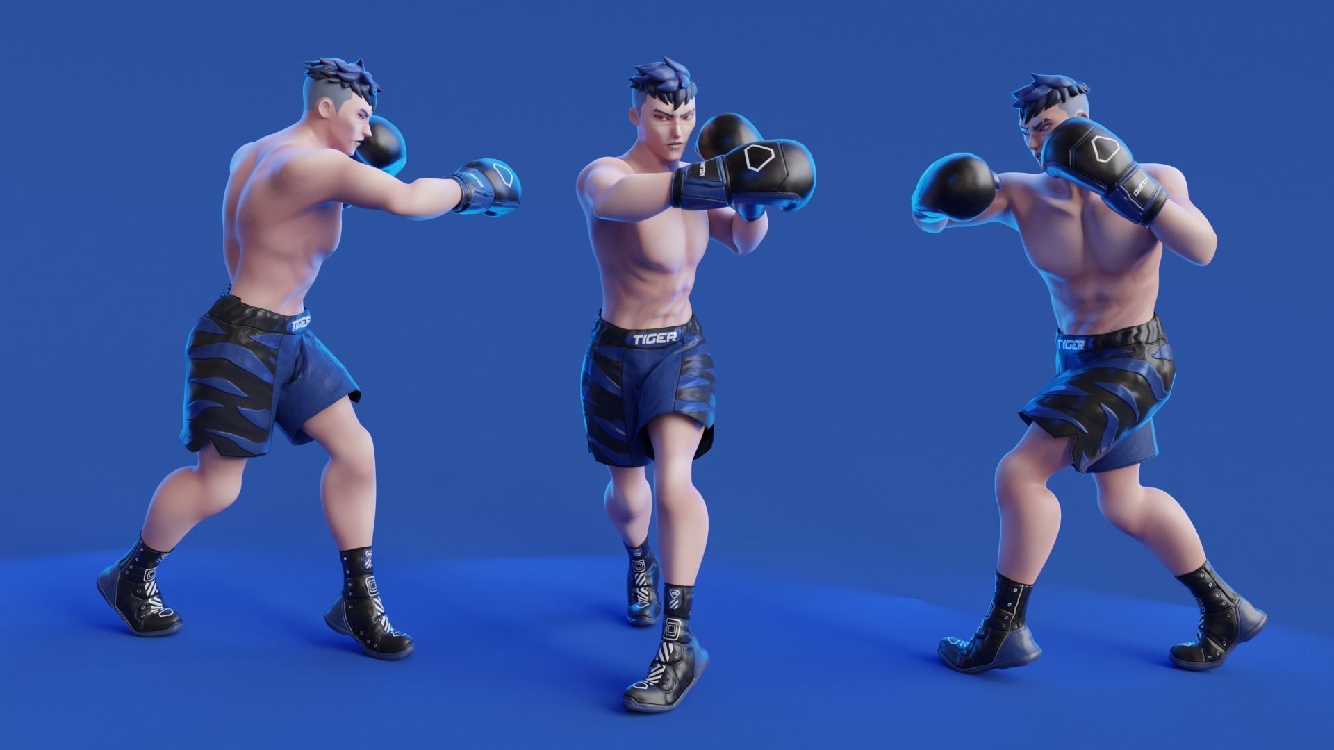 Low Poly Boxer - MMA Fighter -  Kojiro Low-poly 3D model_7