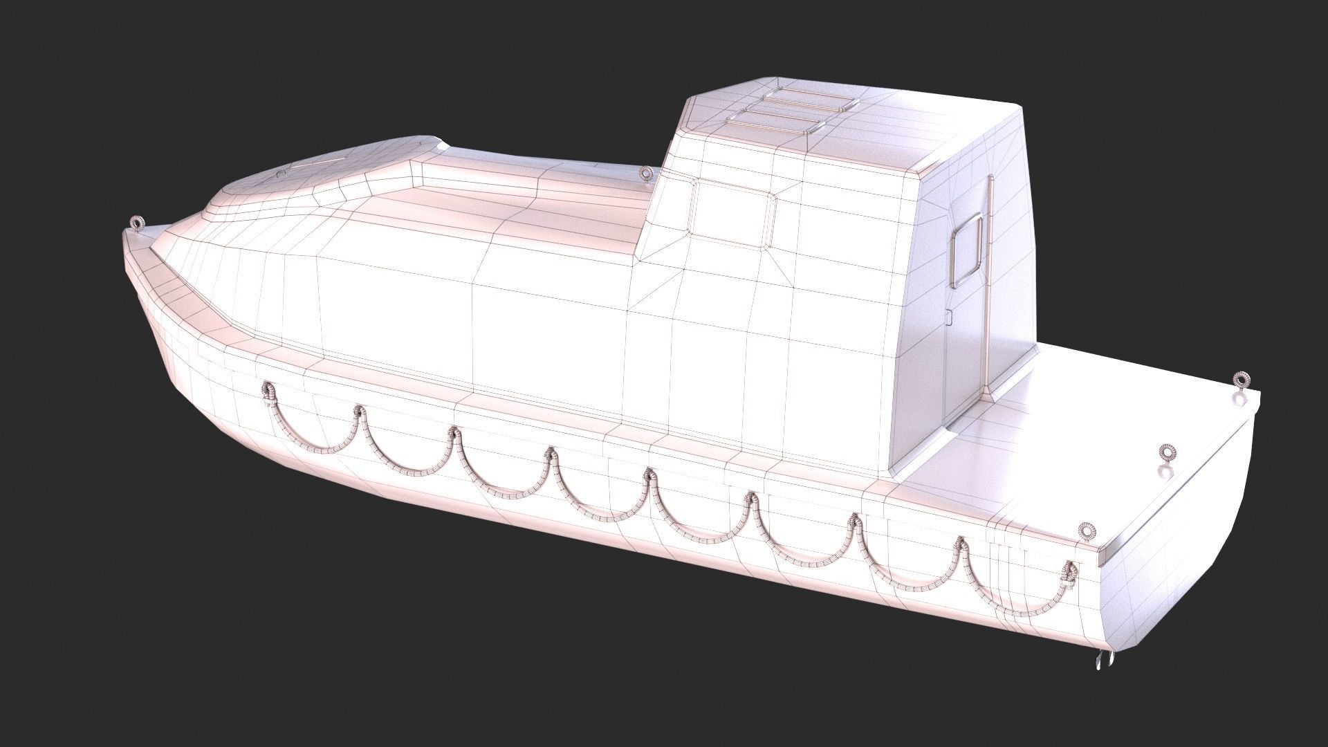 Enclosed Lifeboat Low-poly 3D model_10