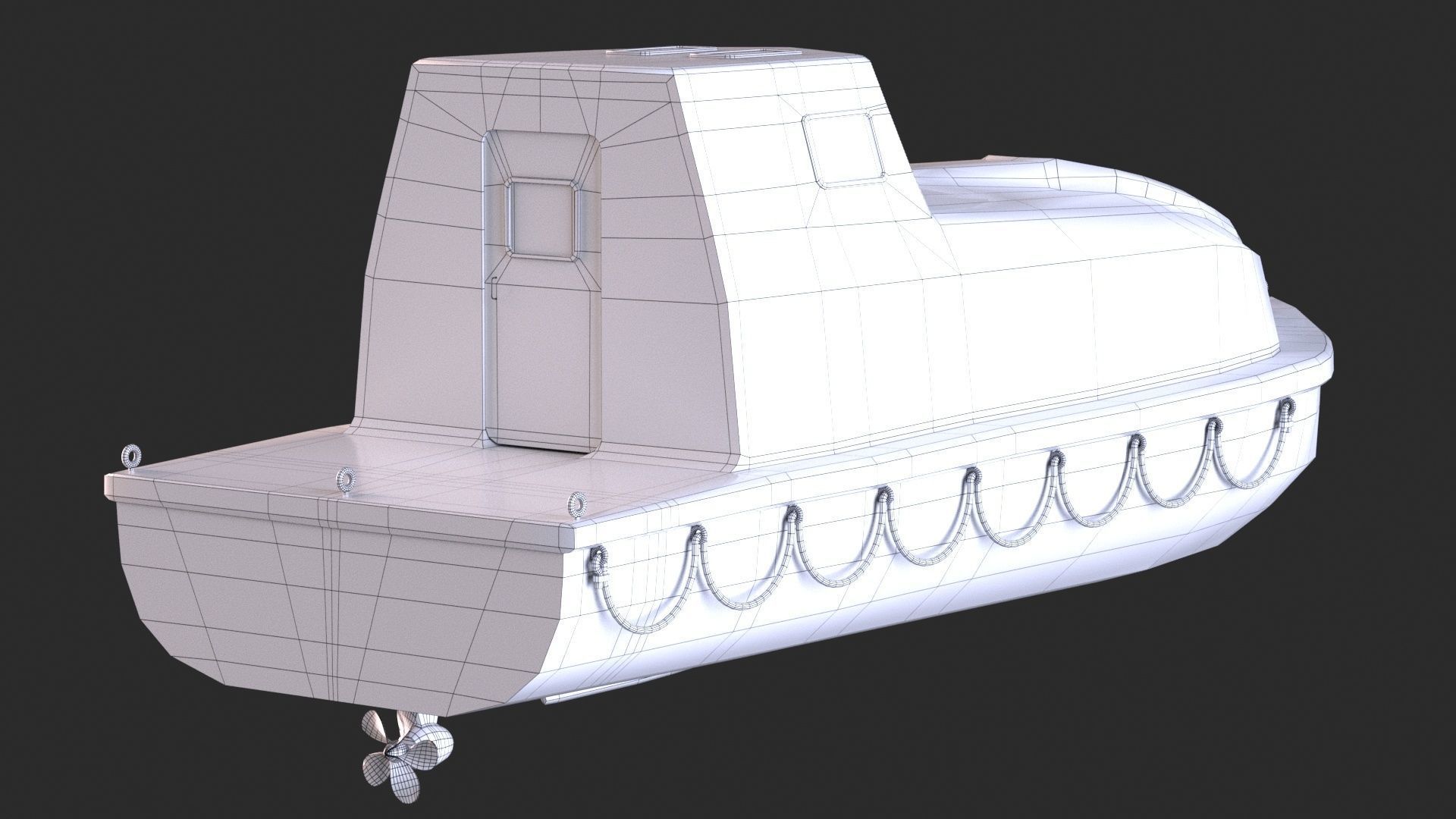 Enclosed Lifeboat Low-poly 3D model_8