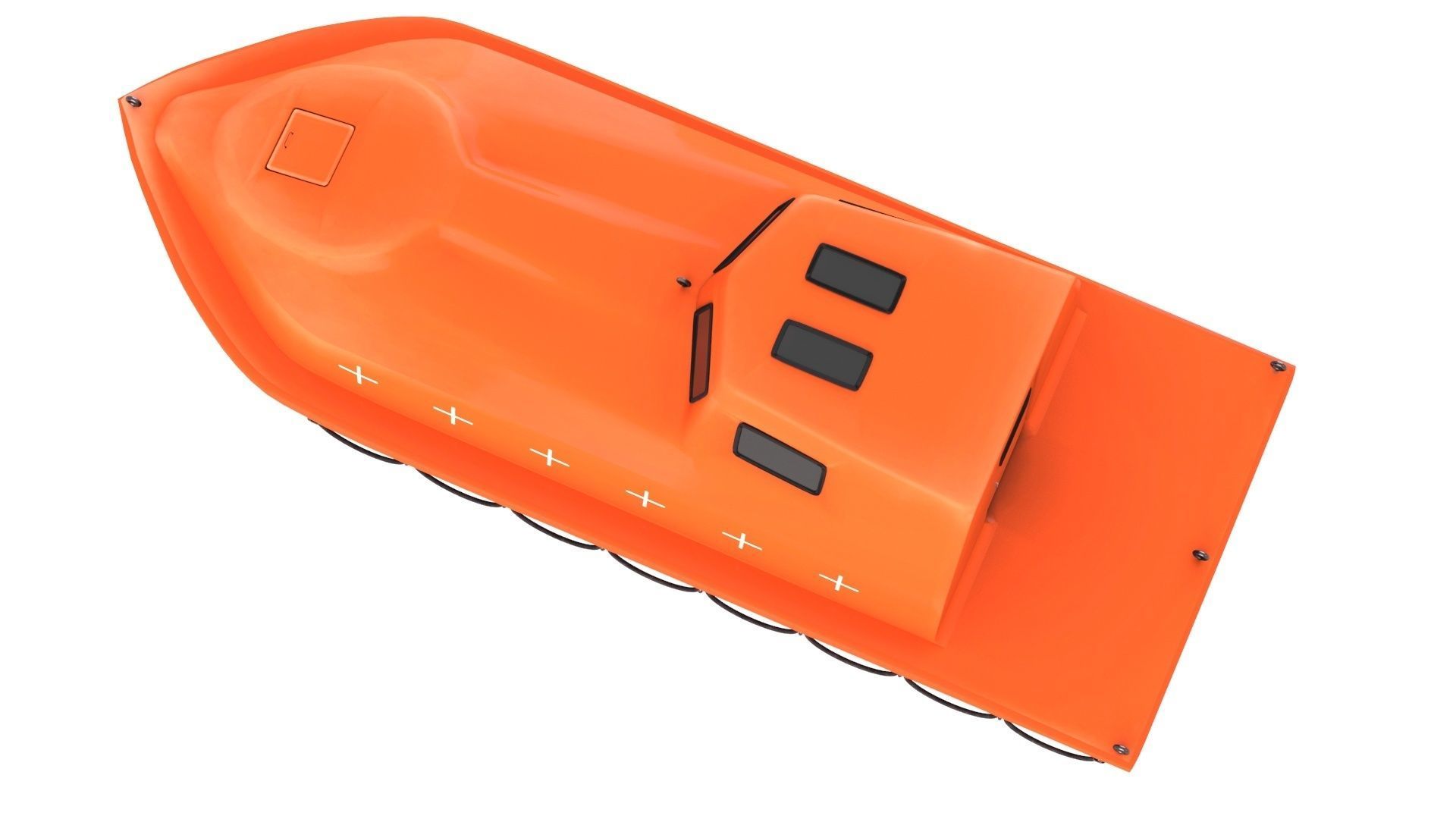 Enclosed Lifeboat Low-poly 3D model_3