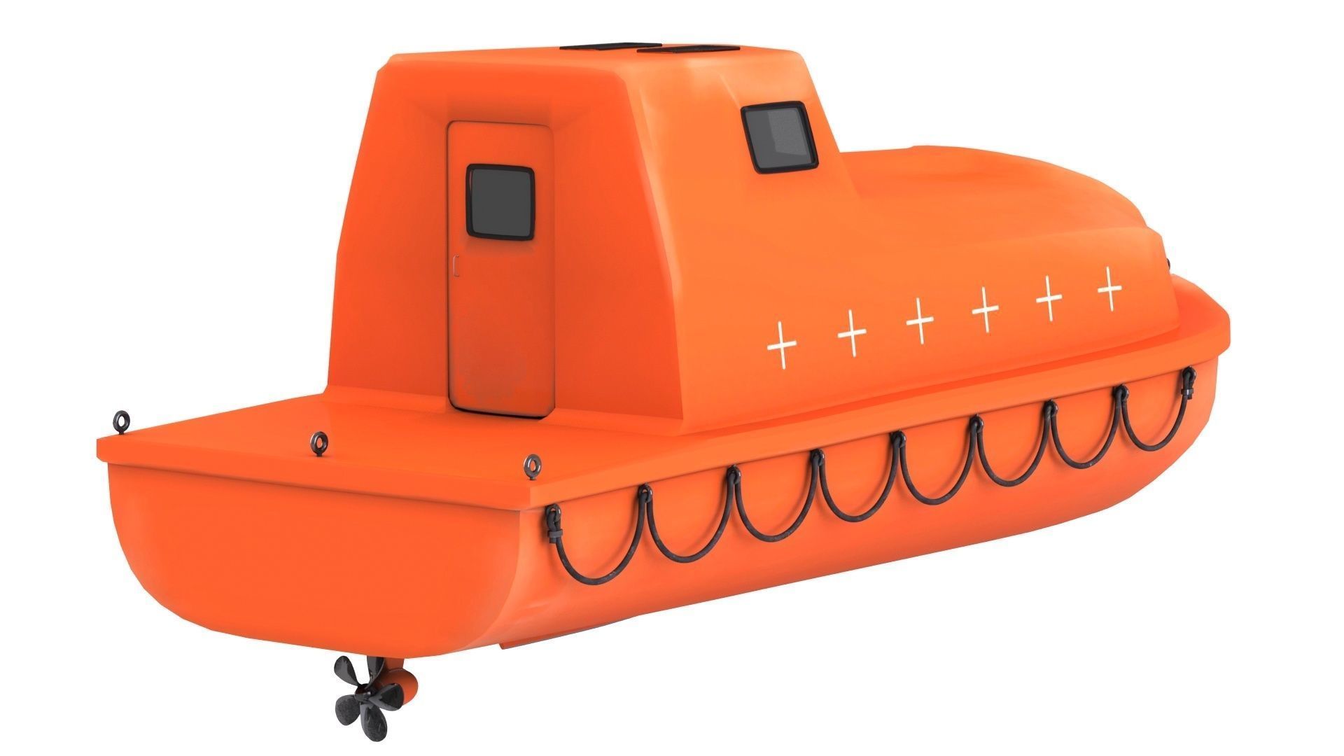 Enclosed Lifeboat Low-poly 3D model_4