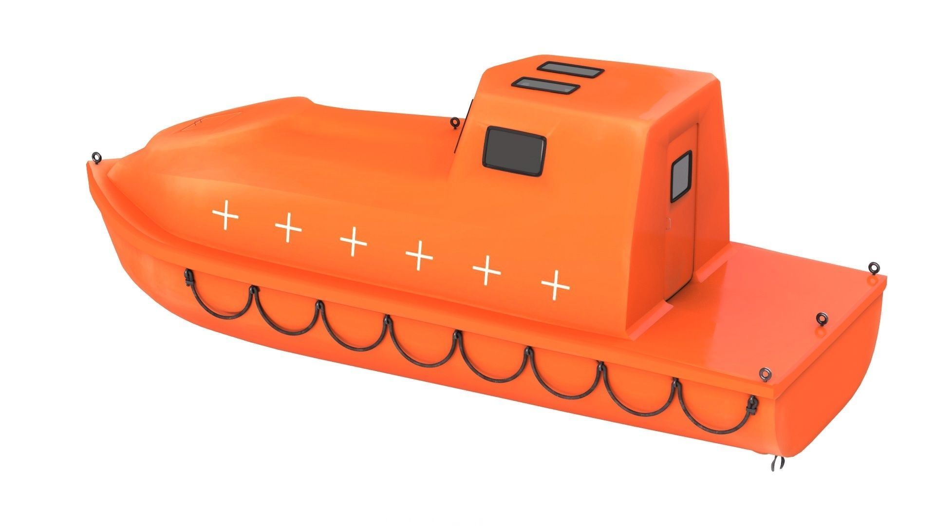 Enclosed Lifeboat Low-poly 3D model_5