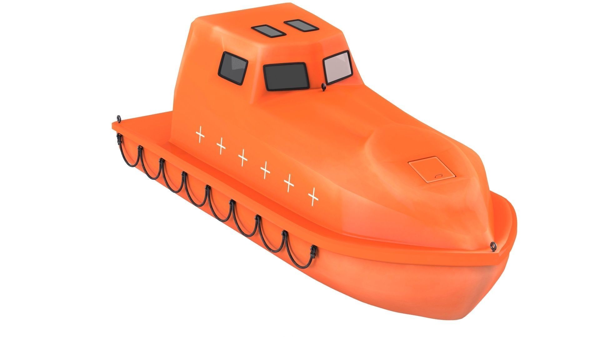 Enclosed Lifeboat Low-poly 3D model_2