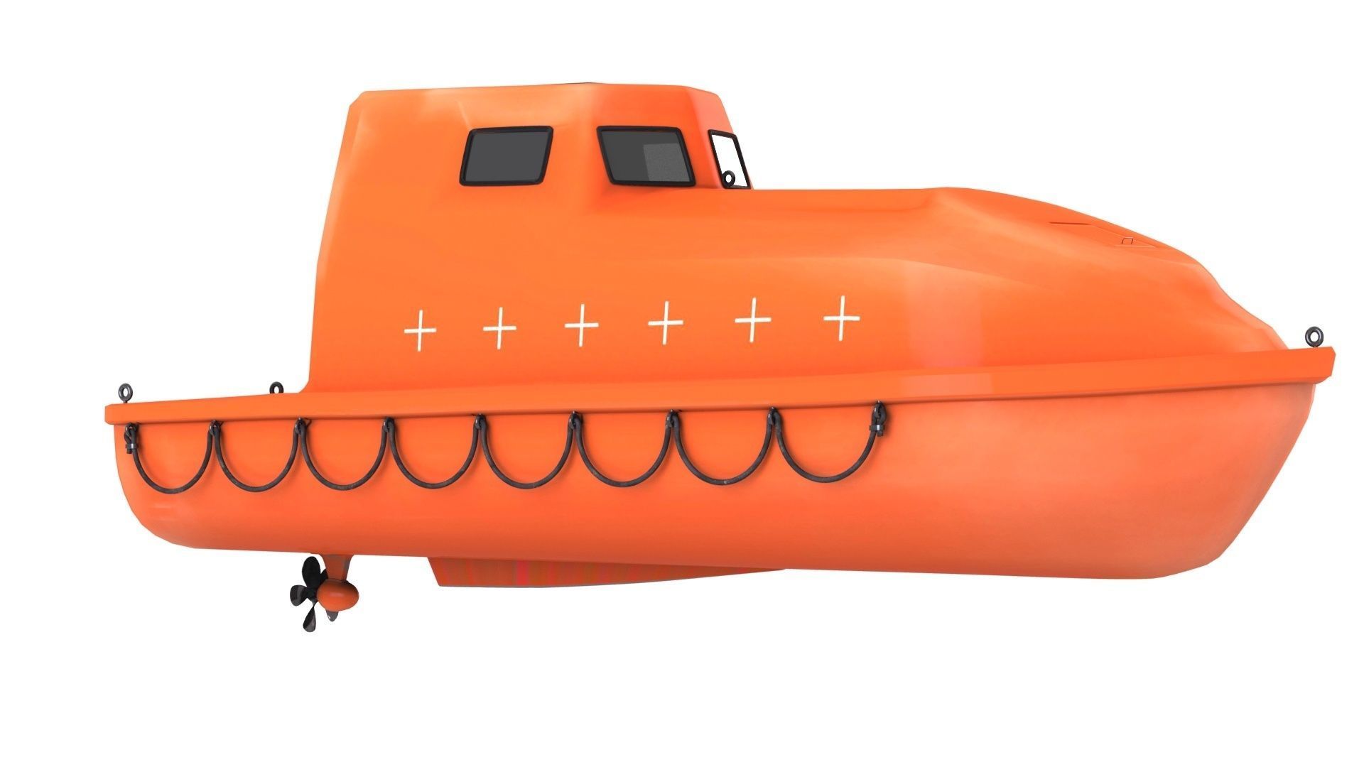 Enclosed Lifeboat Low-poly 3D model_1