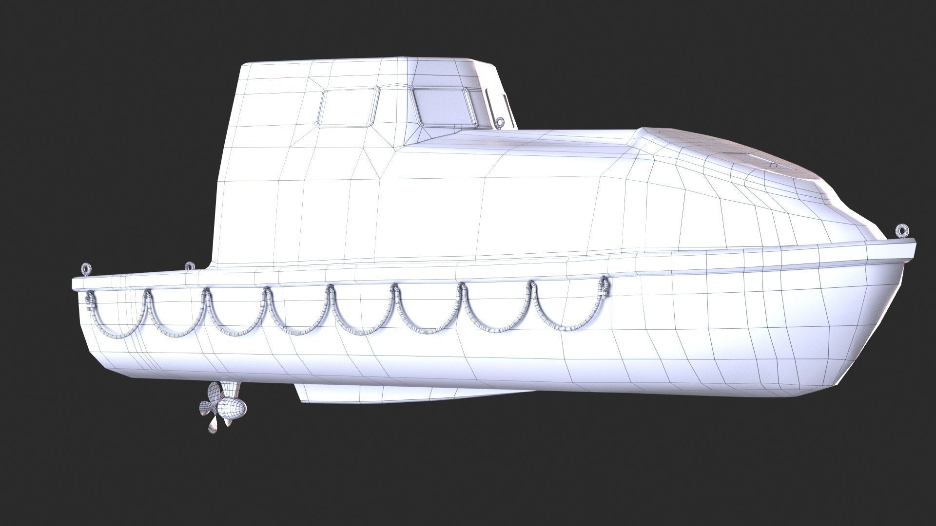 Enclosed Lifeboat Low-poly 3D model_12