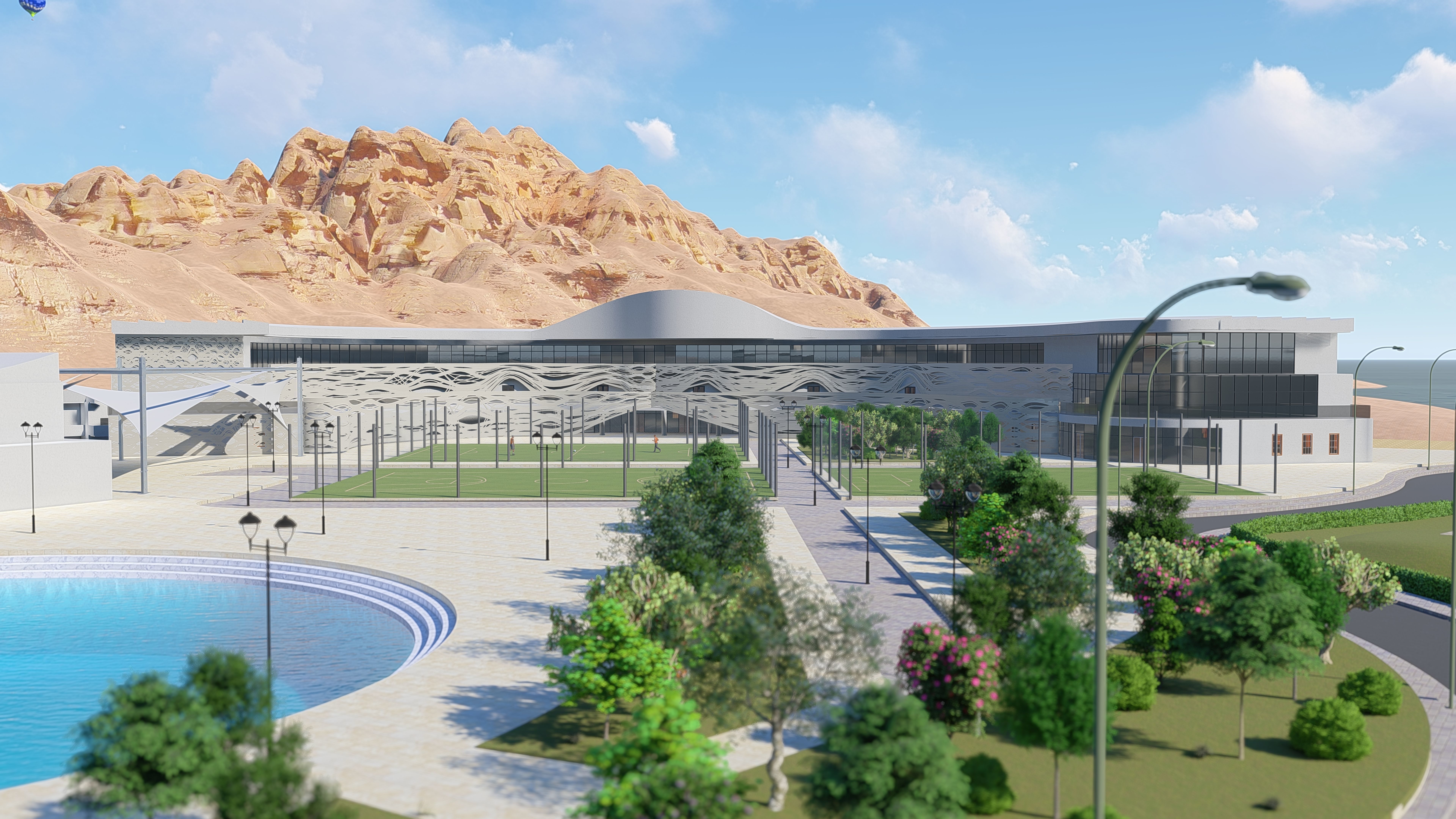 Tourist resort  Low-poly 3D model_6