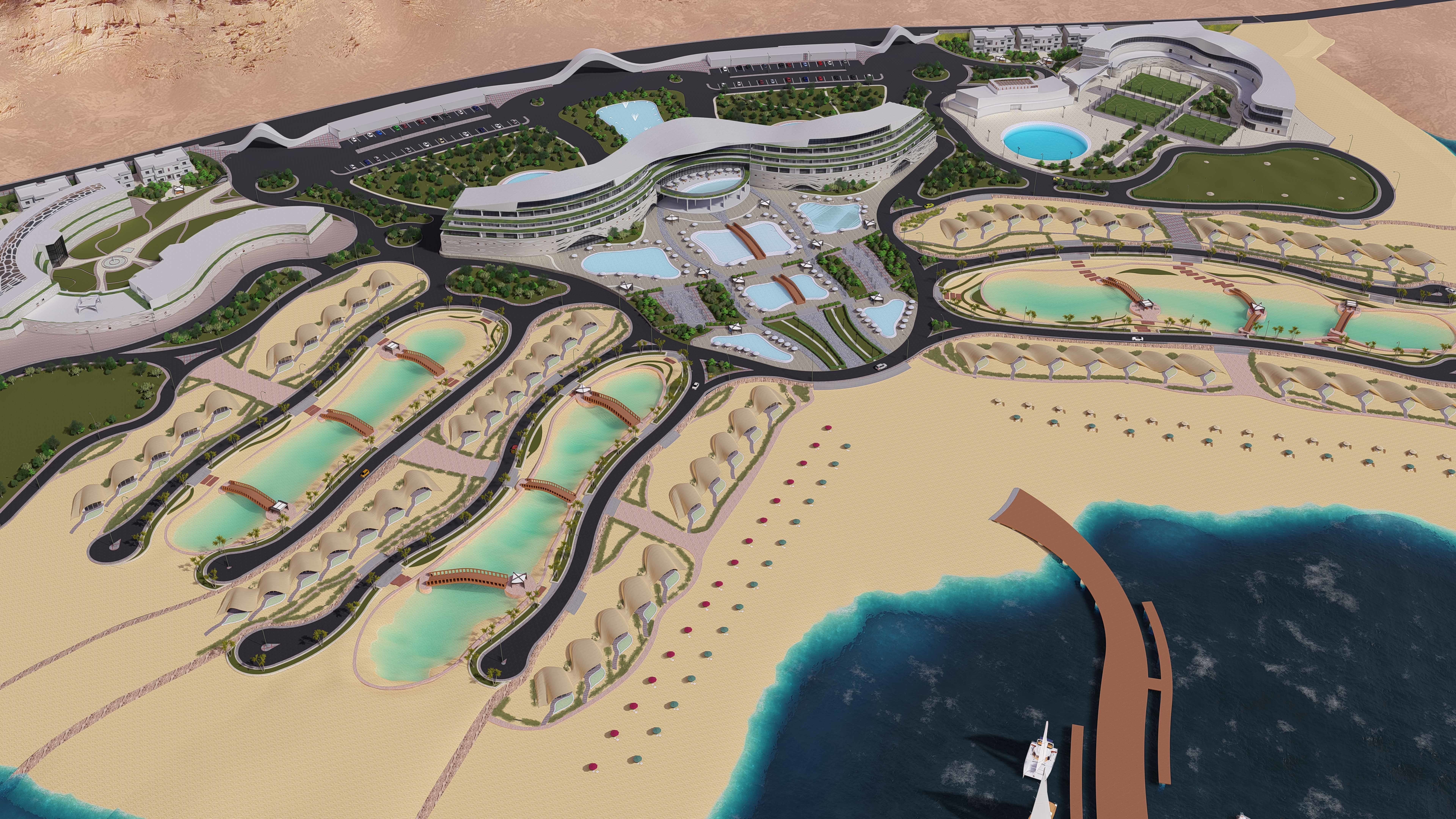 Tourist resort  Low-poly 3D model_3