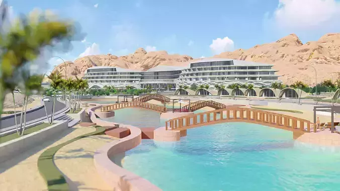 Tourist resort  Low-poly 3D model