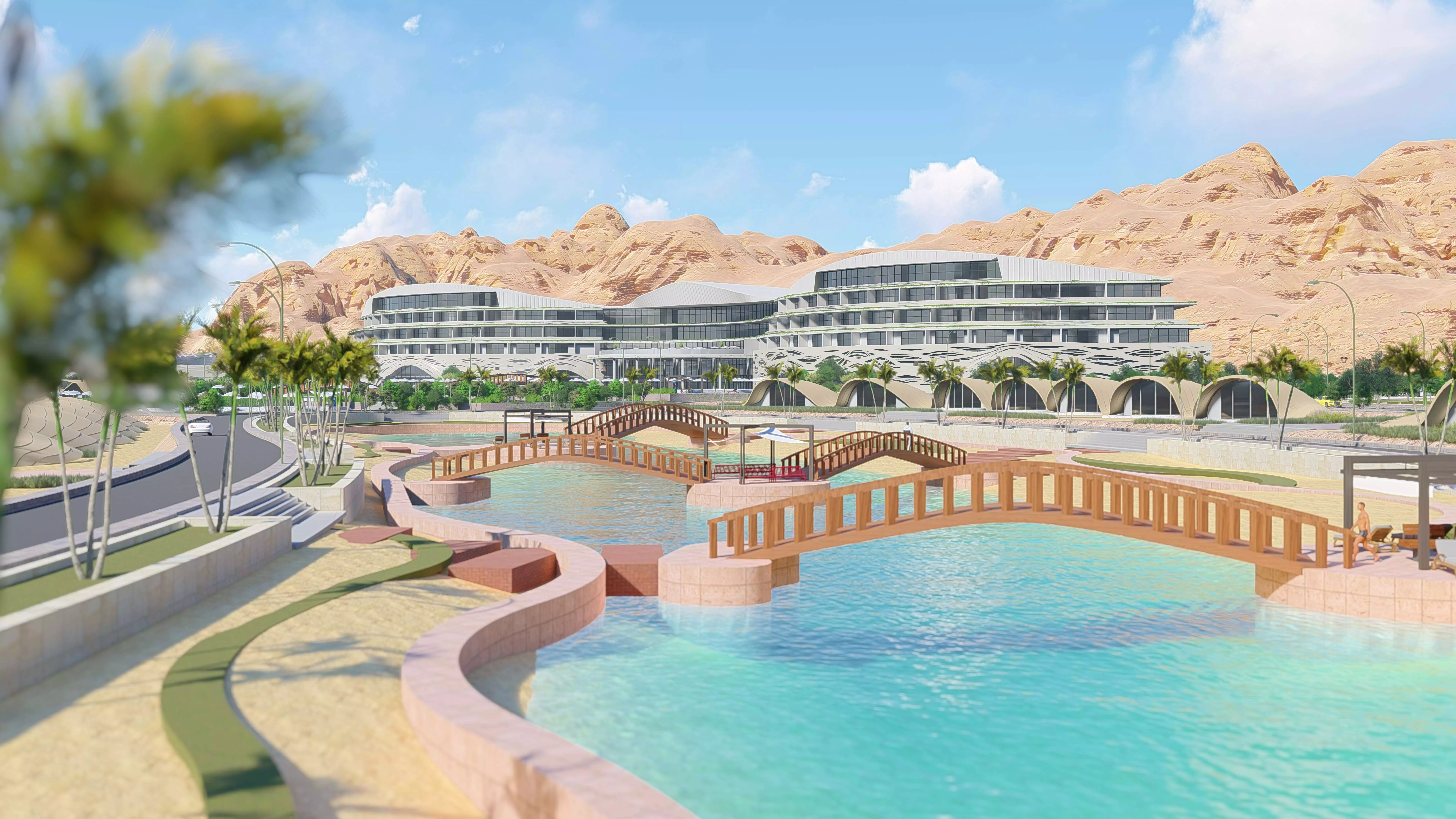 Tourist resort  Low-poly 3D model_0