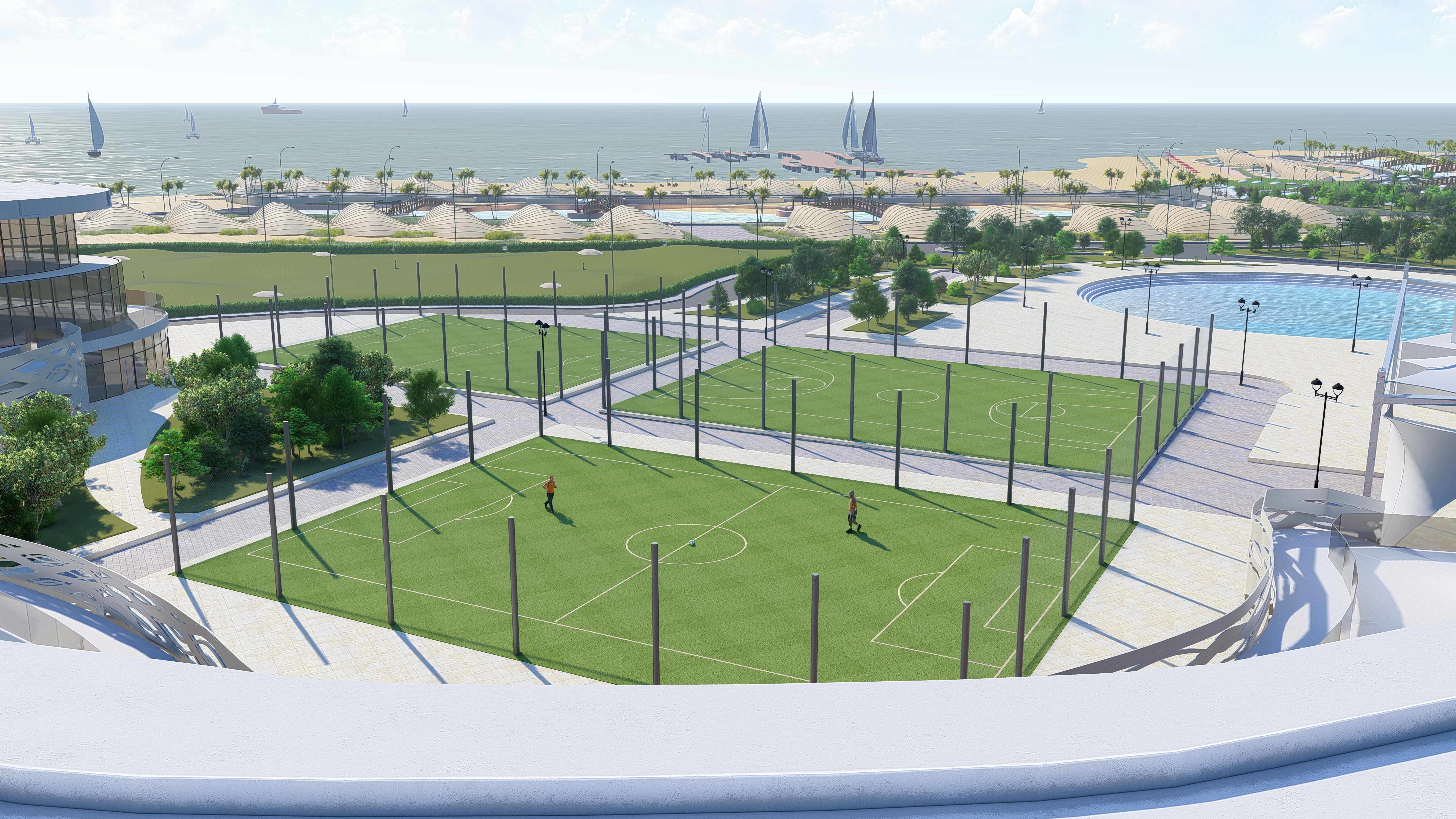 Tourist resort  Low-poly 3D model_5