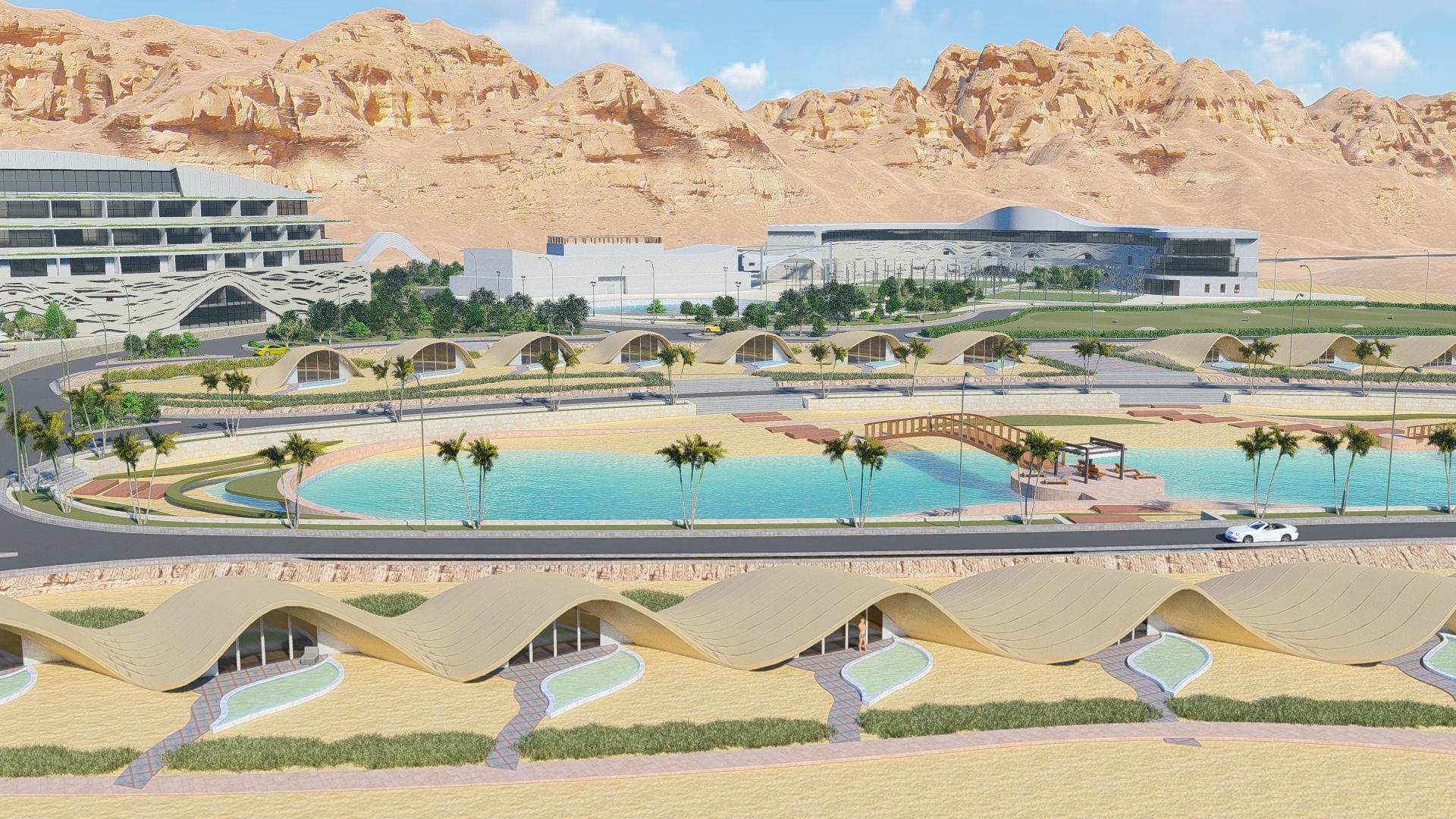 Tourist resort  Low-poly 3D model_8