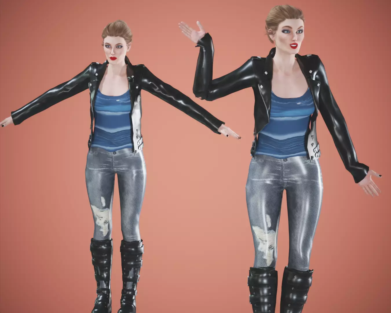 game rigged girl Free low-poly 3D model