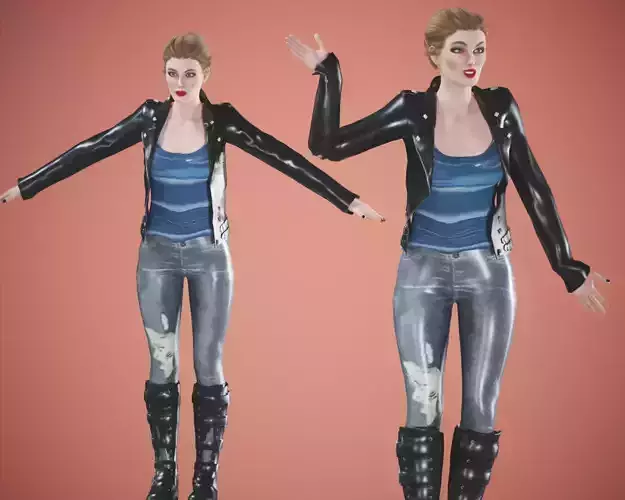 game rigged girl Free low-poly 3D model