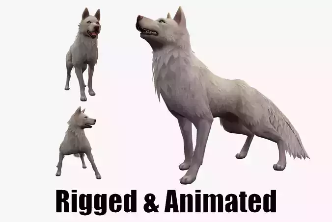 low-poly animated dog Low-poly 3D model