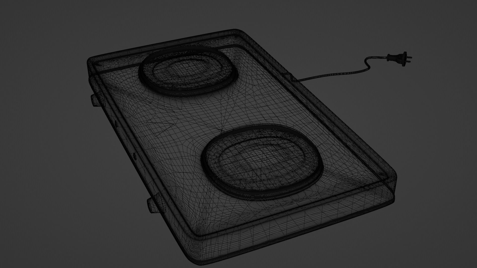 Stove electric with two burners Low-poly 3D model_7