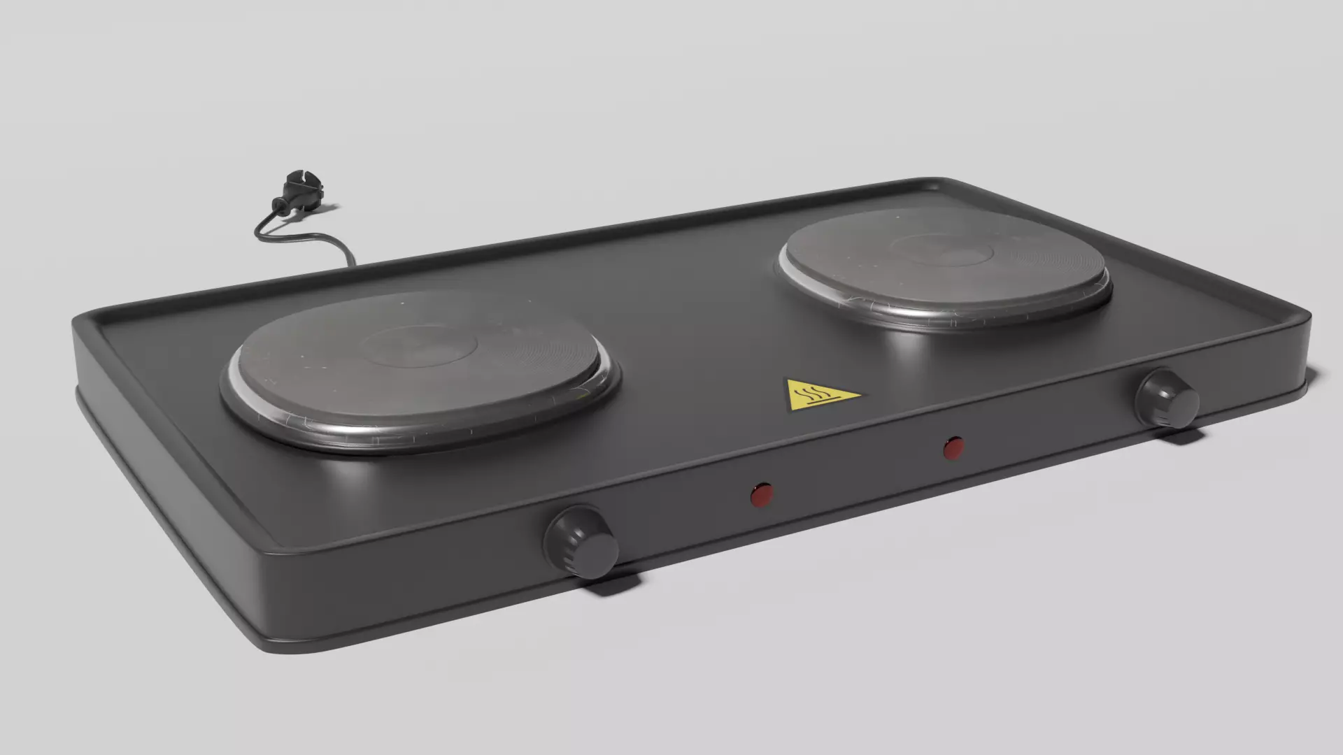 Stove electric with two burners Low-poly 3D model_0