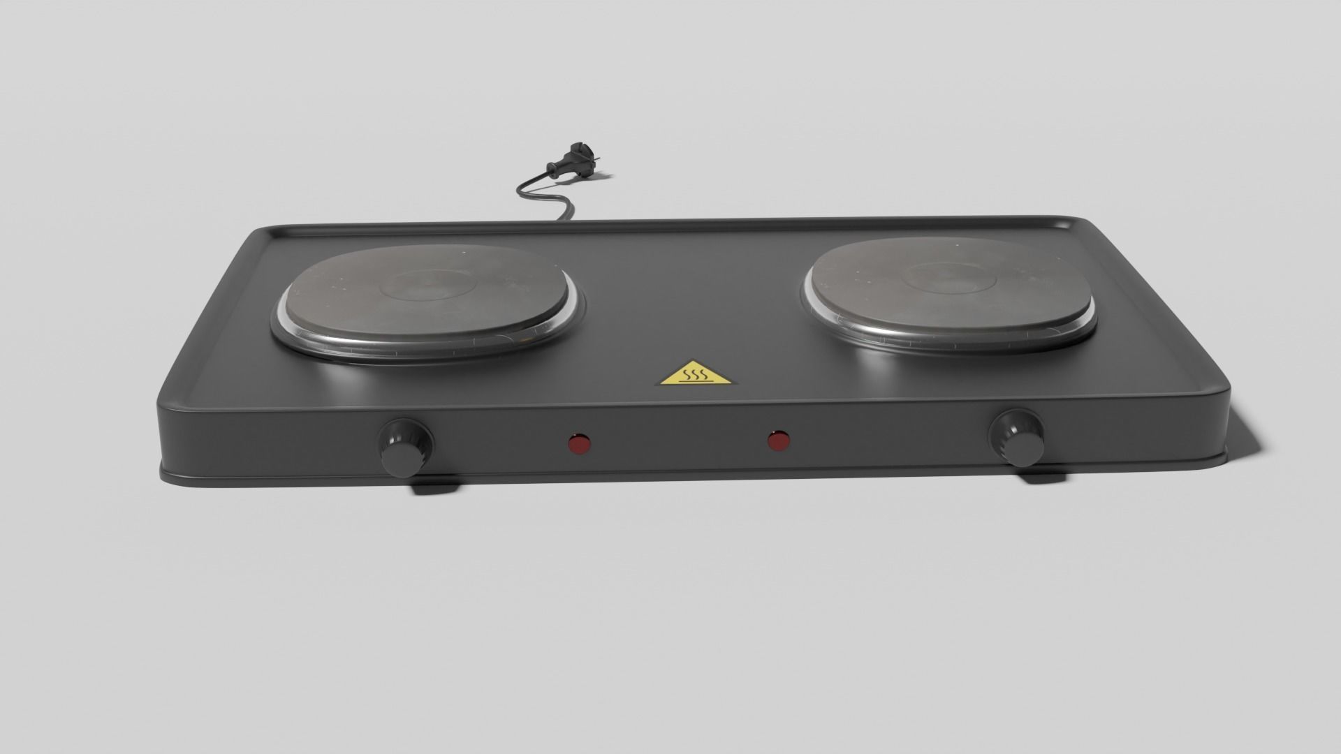 Stove electric with two burners Low-poly 3D model_1