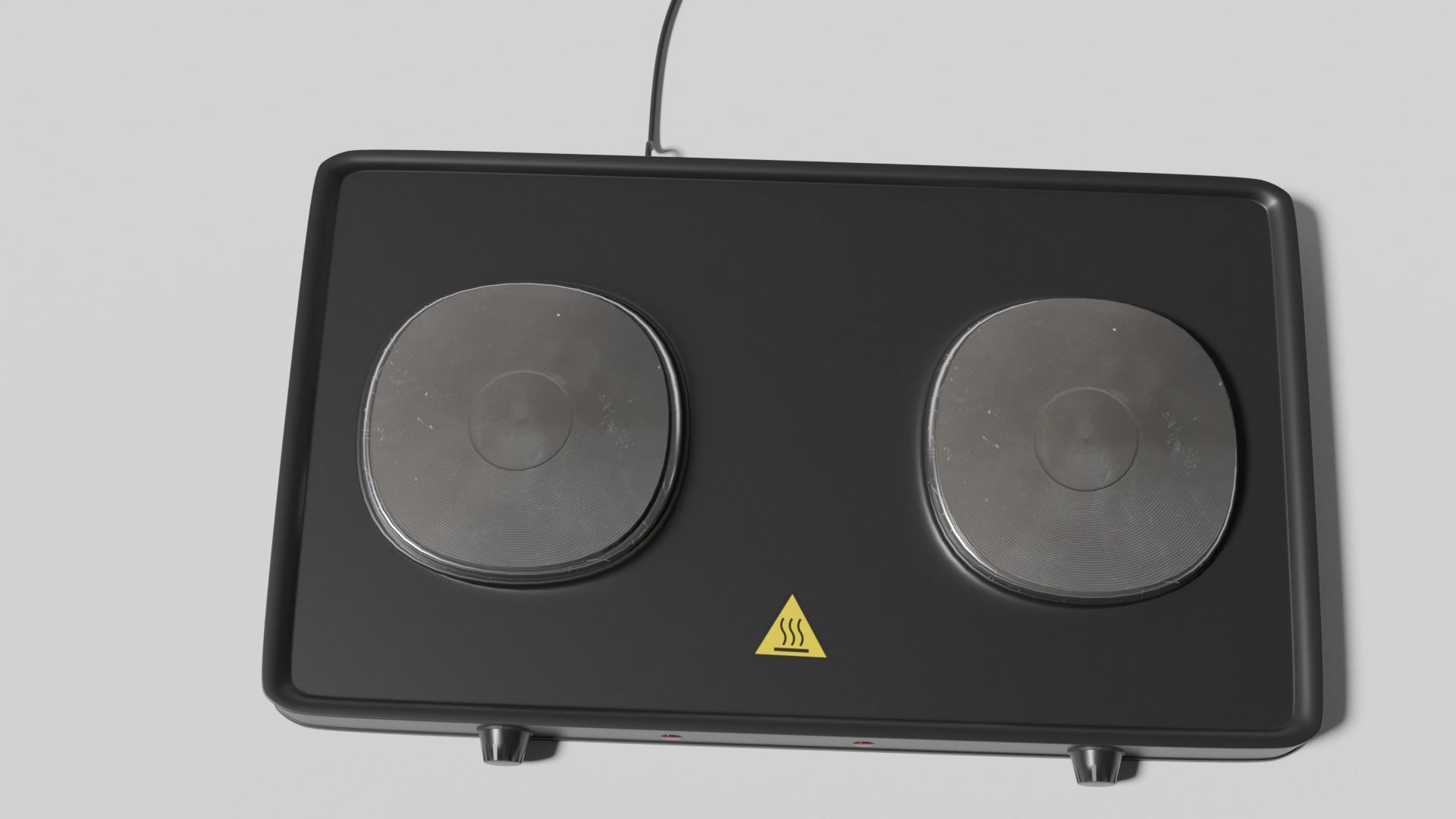 Stove electric with two burners Low-poly 3D model_2