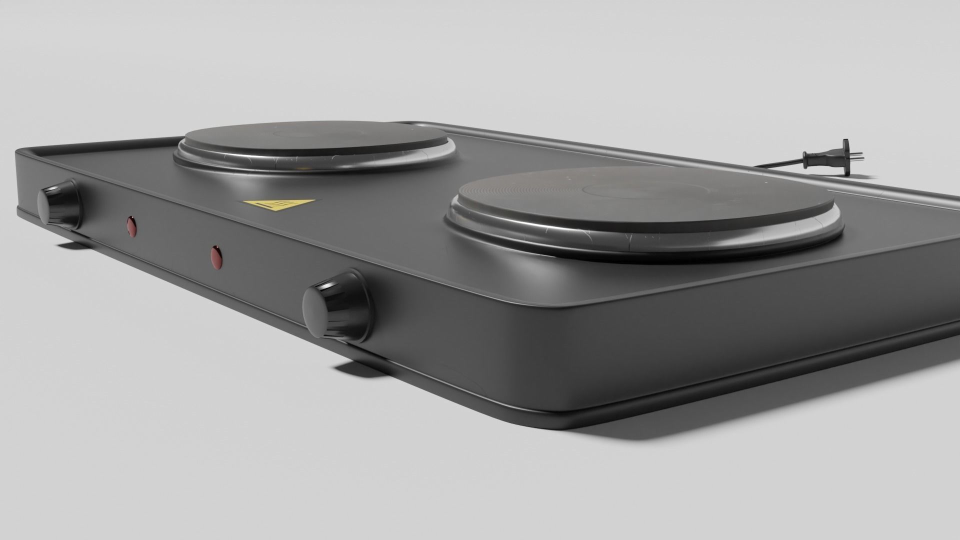 Stove electric with two burners Low-poly 3D model_3