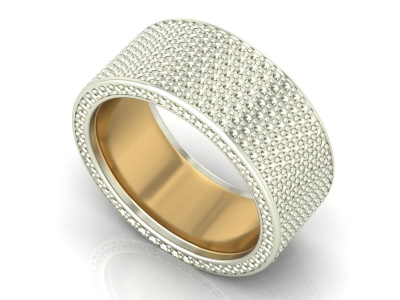Wedding Ring with gemstones  3D print model_2