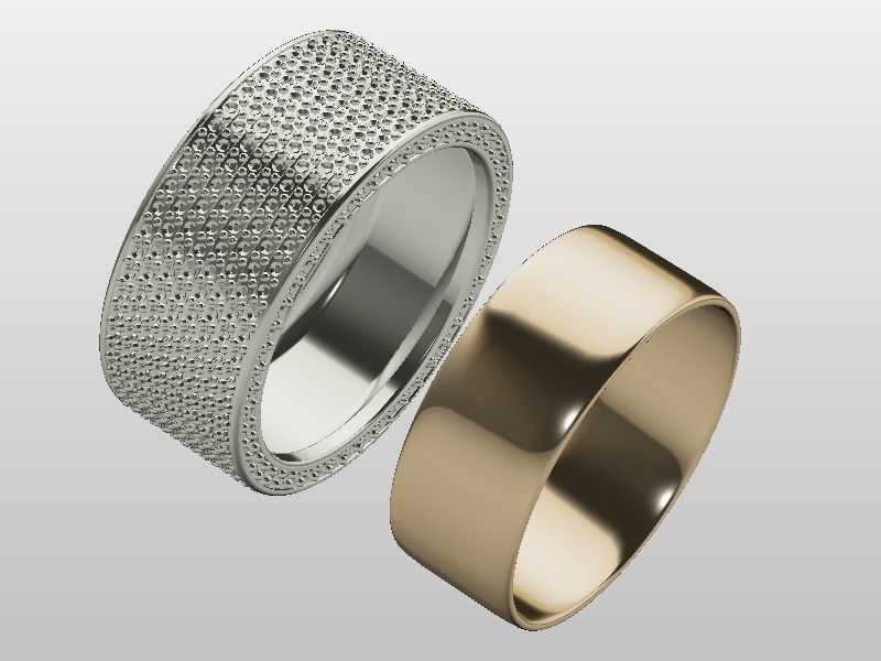 Wedding Ring with gemstones  3D print model_3