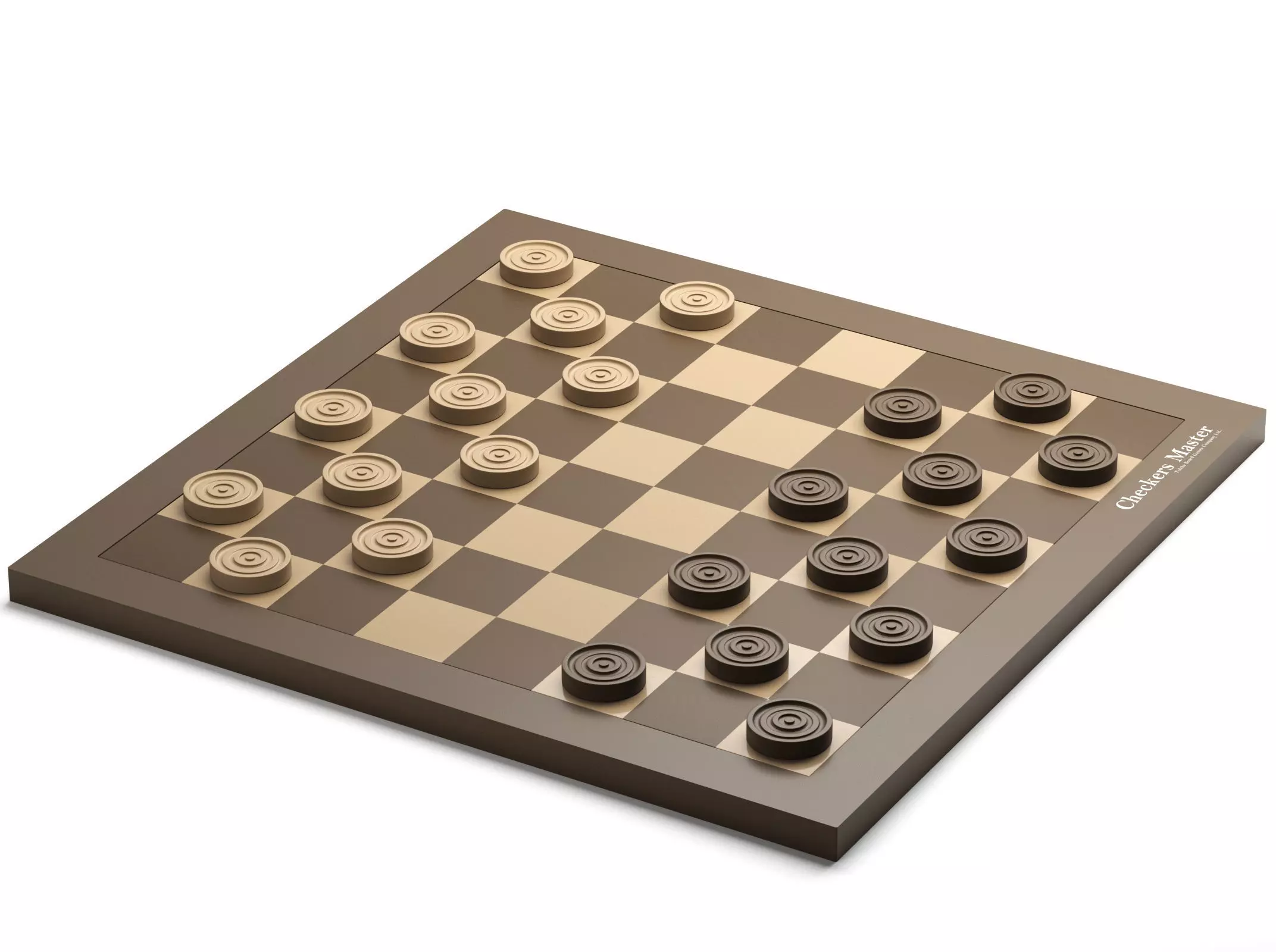 Checkers Set chess board with pieces 3D model_0